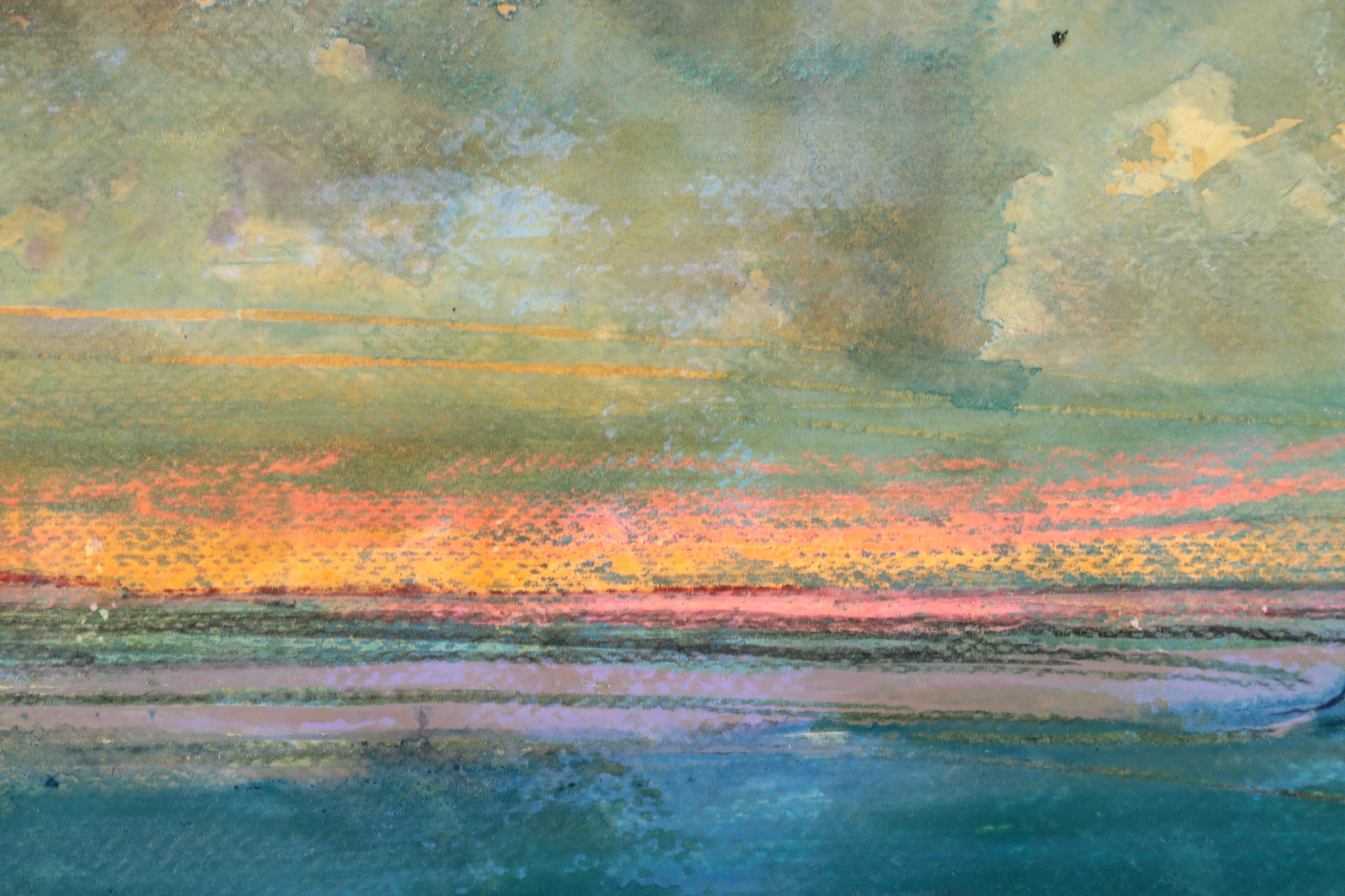 Harry Hilson Landscape Acrylic Painting "Sunset On The Caribbean Sea," 1984