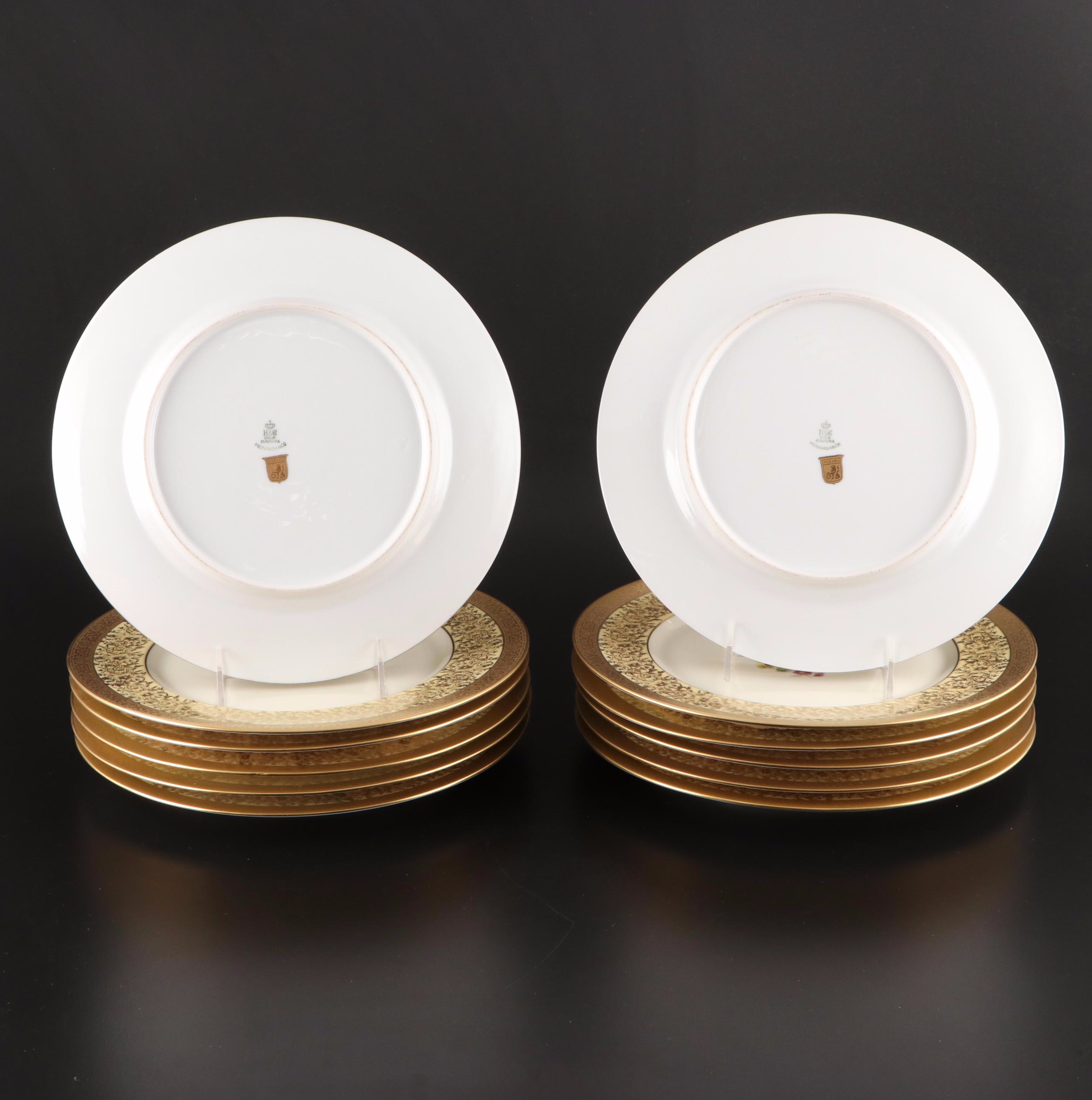 Pickard "Edgerton" Bavarian Gilded China Dinnerware with Floral Bouquet