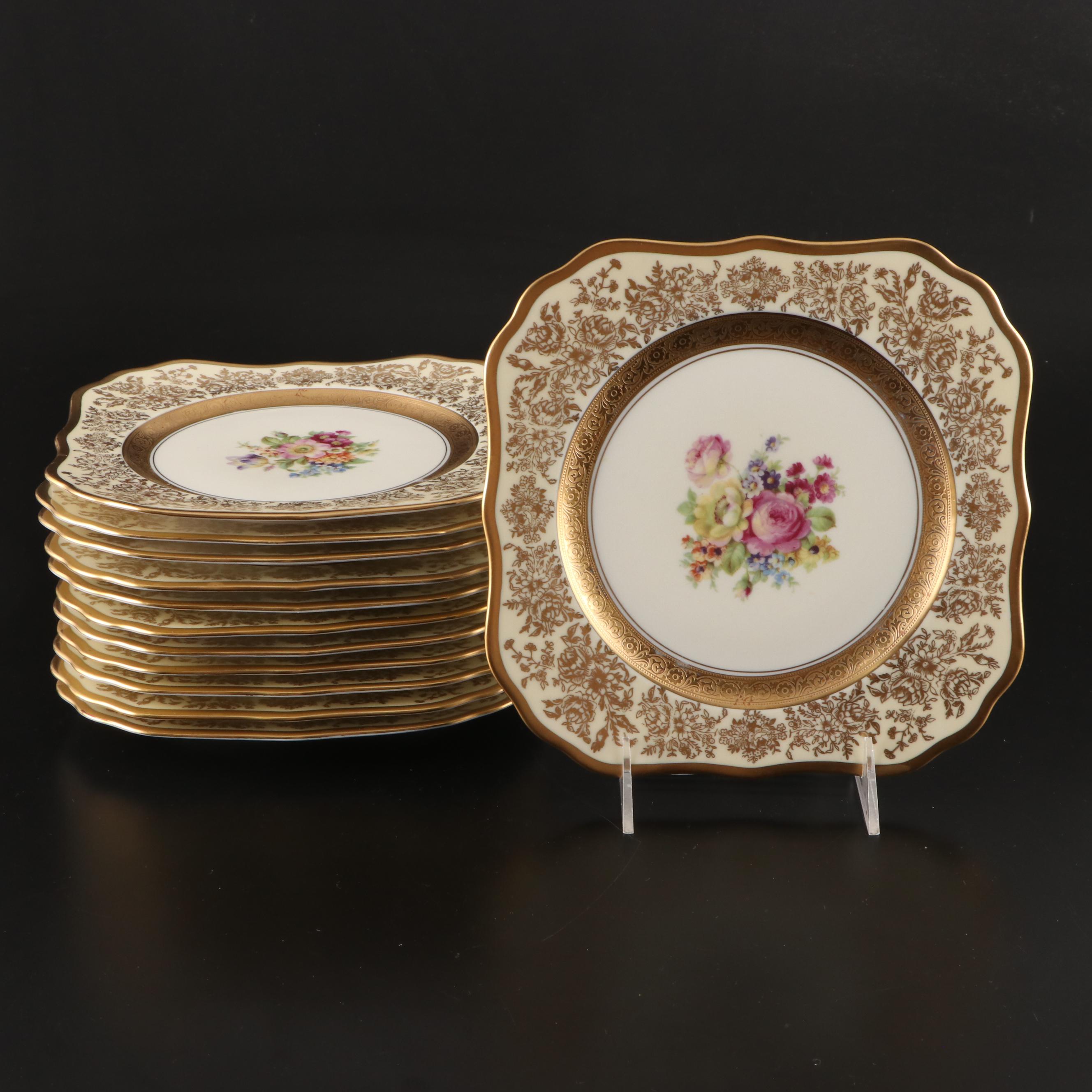 Pickard "Edgerton" Bavarian Gilded China Dinnerware with Floral Bouquet
