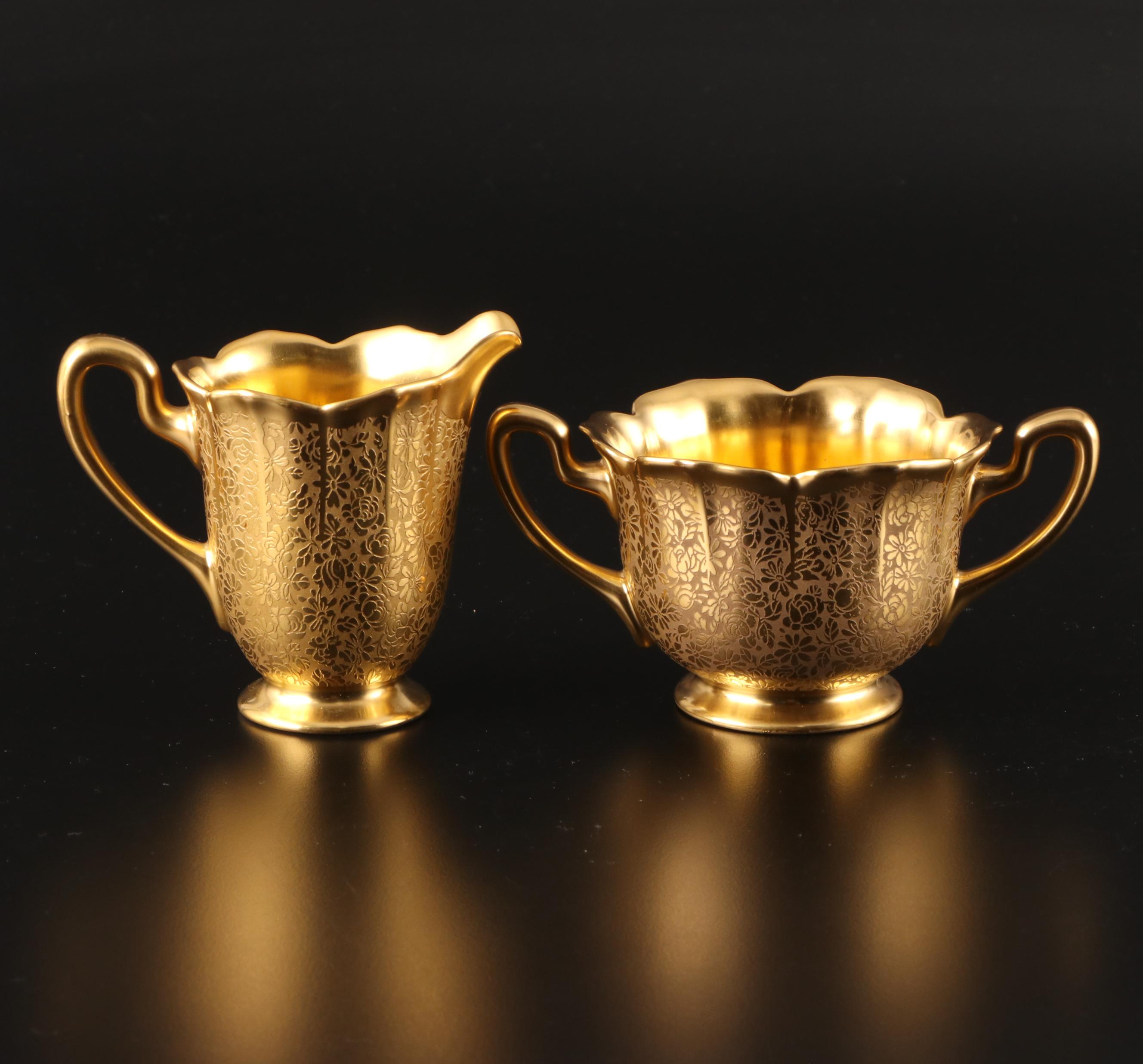 Pickard "Edgerton" Bavarian Gilded China Dinnerware with Floral Bouquet