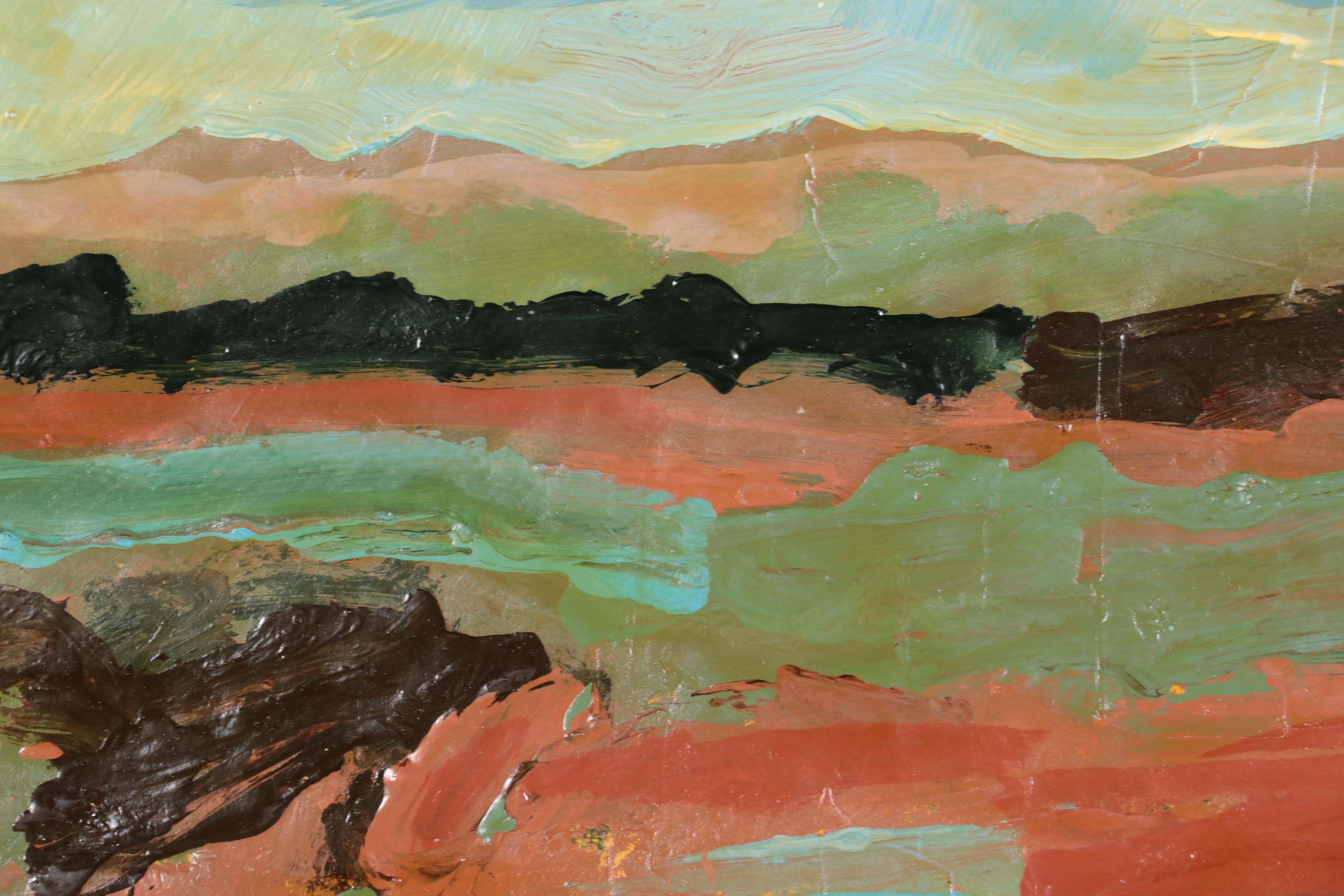 Harry Hilson Abstract Acrylic Painting "Land Song," Late 20th Century