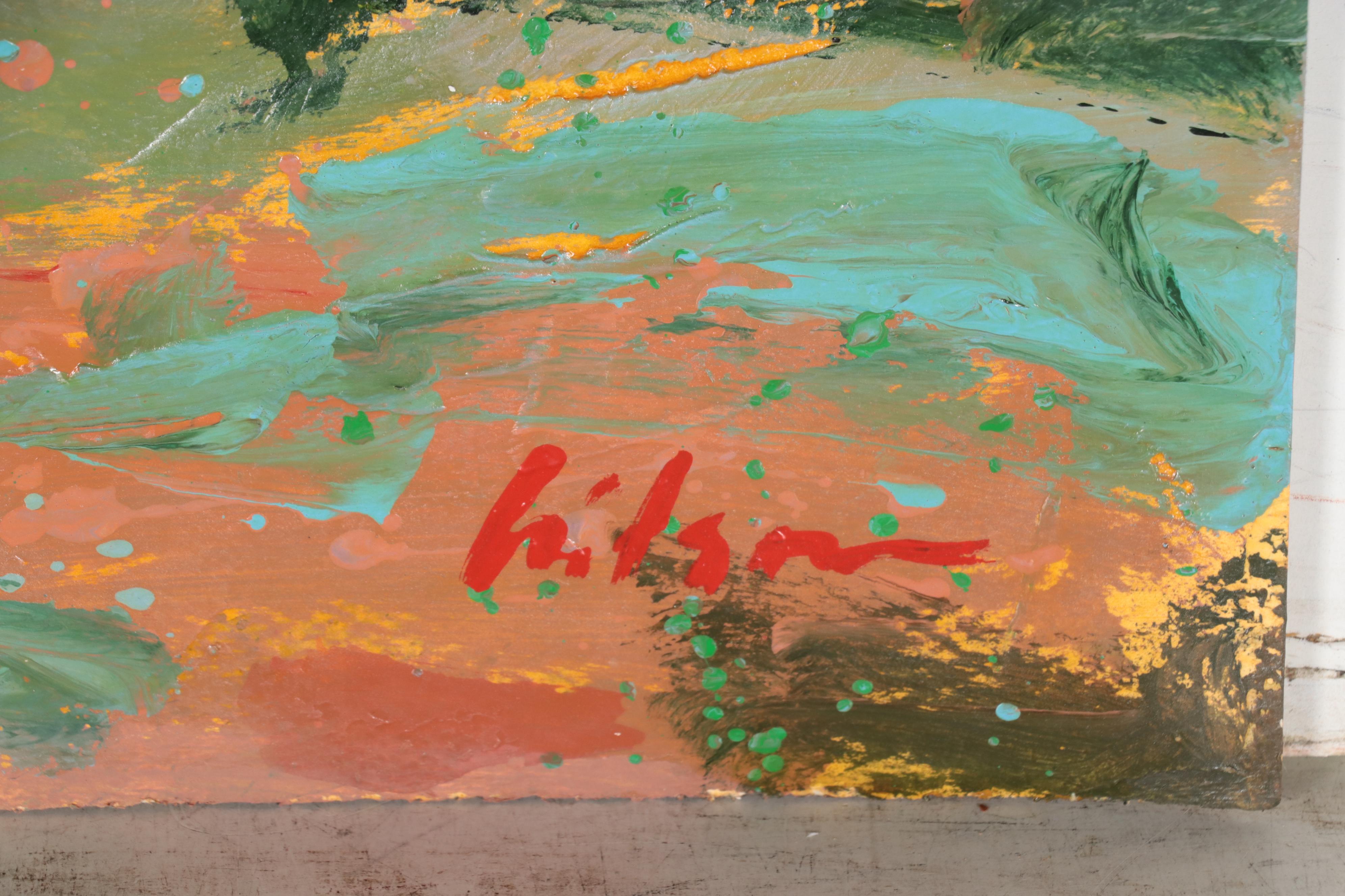 Harry Hilson Abstract Acrylic Painting "Land Song," Late 20th Century