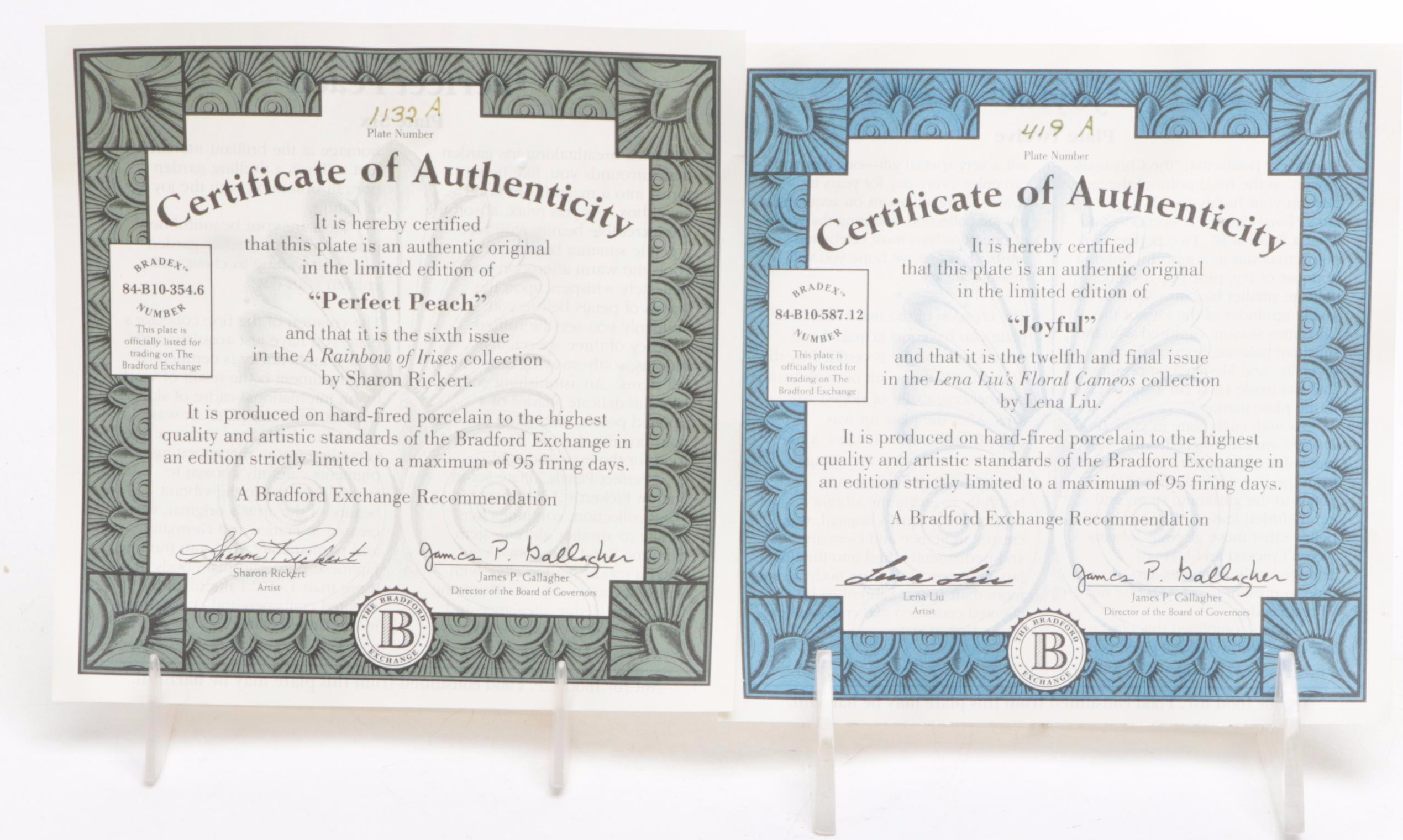 Bradford Exchange Limited Edition Floral Porcelain Collector Plates