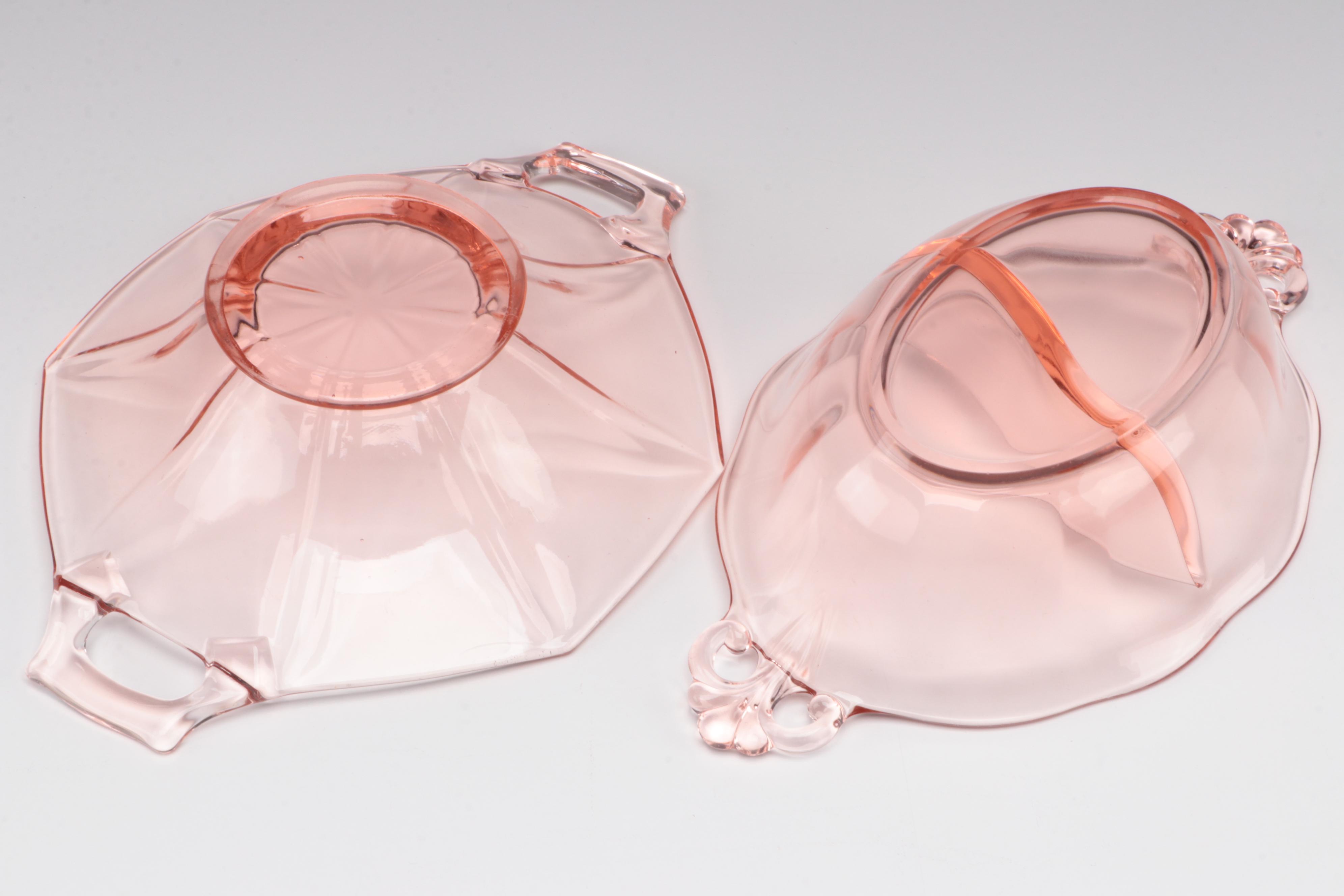 Lace Rim Pink Depression Glass Tray and More Depression Glass Tableware