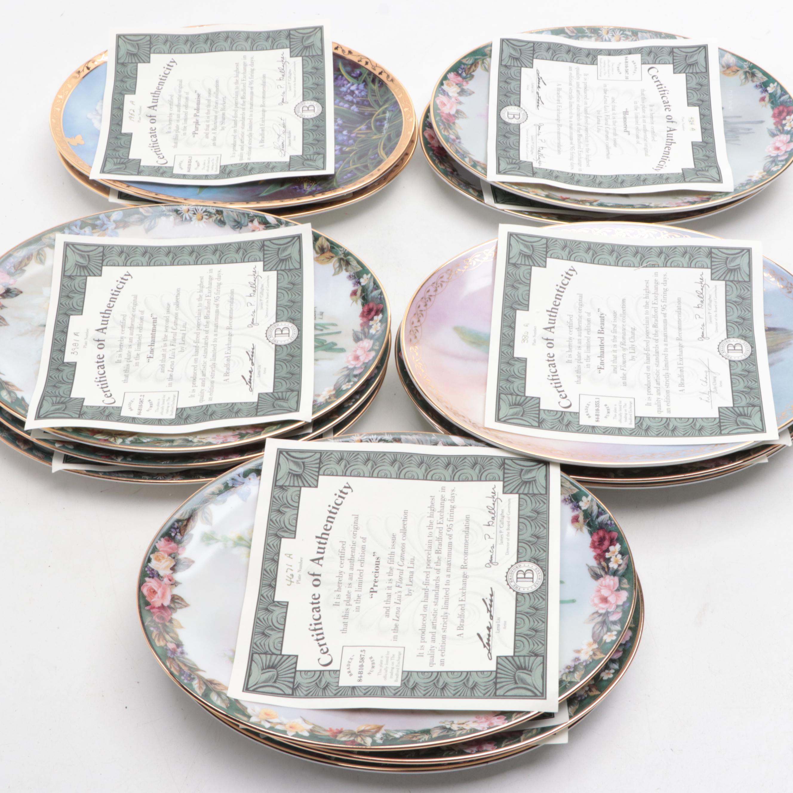 Bradford Exchange Limited Edition Floral Porcelain Collector Plates