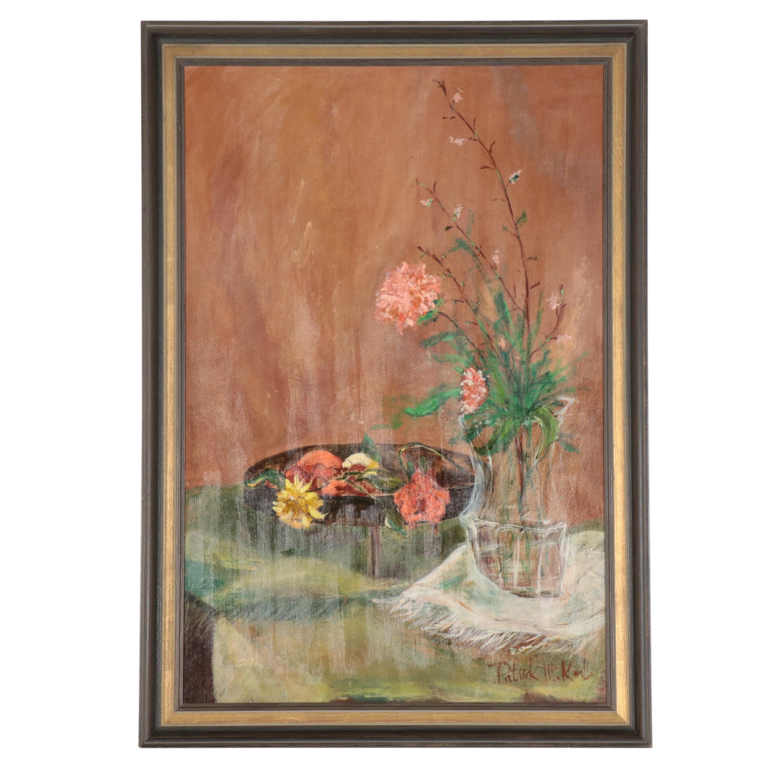 Patrick Korb Oil Painting of Floral Still Life, 1966