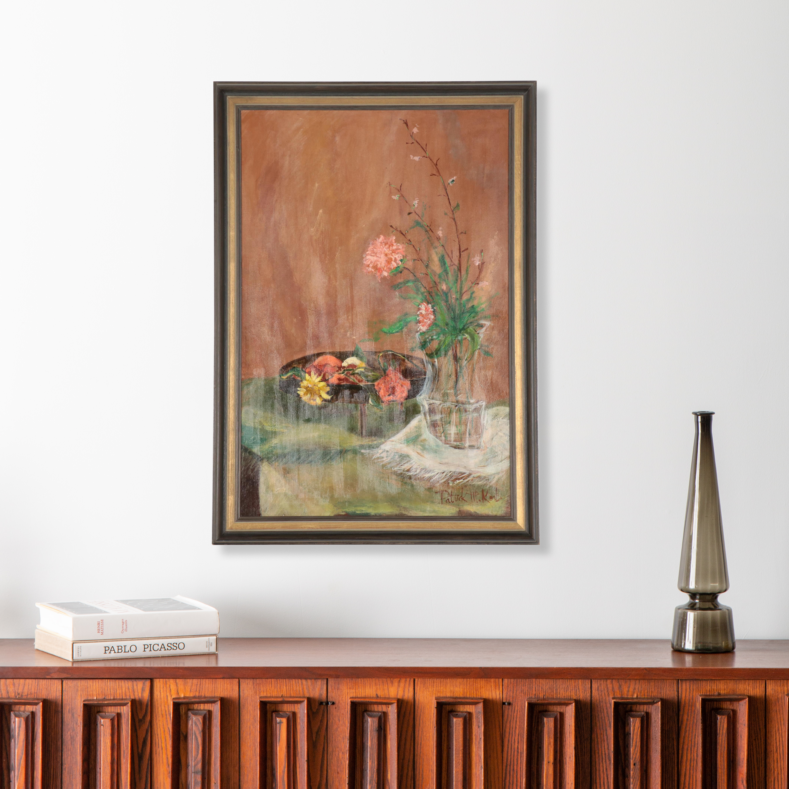 Patrick Korb Oil Painting of Floral Still Life, 1966