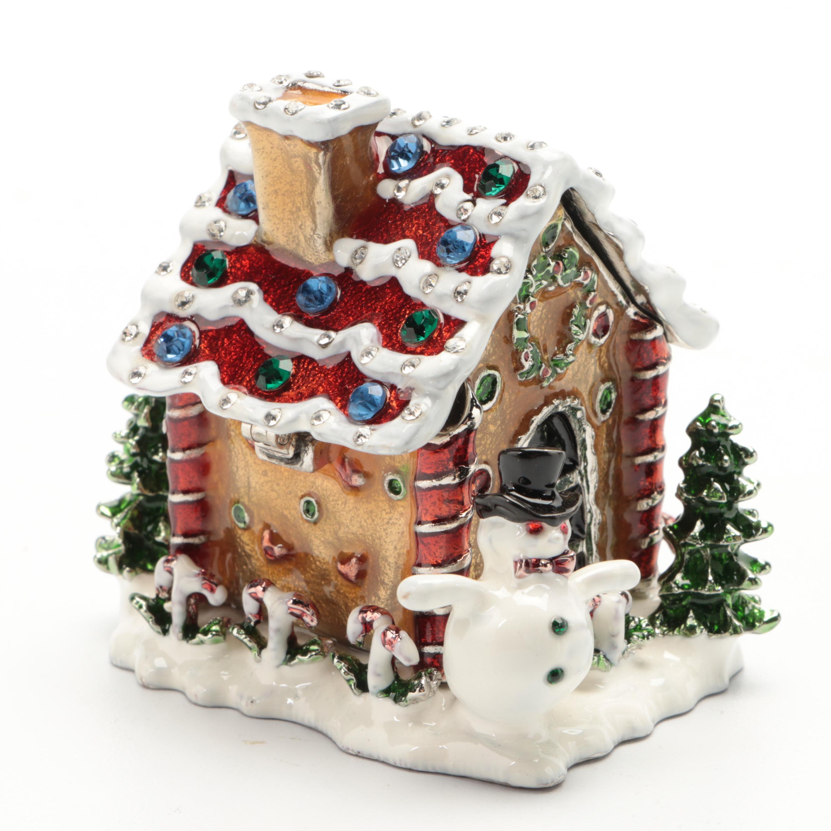 Jere Gingerbread House, Christmas Tree and Snowman Trinket Boxes