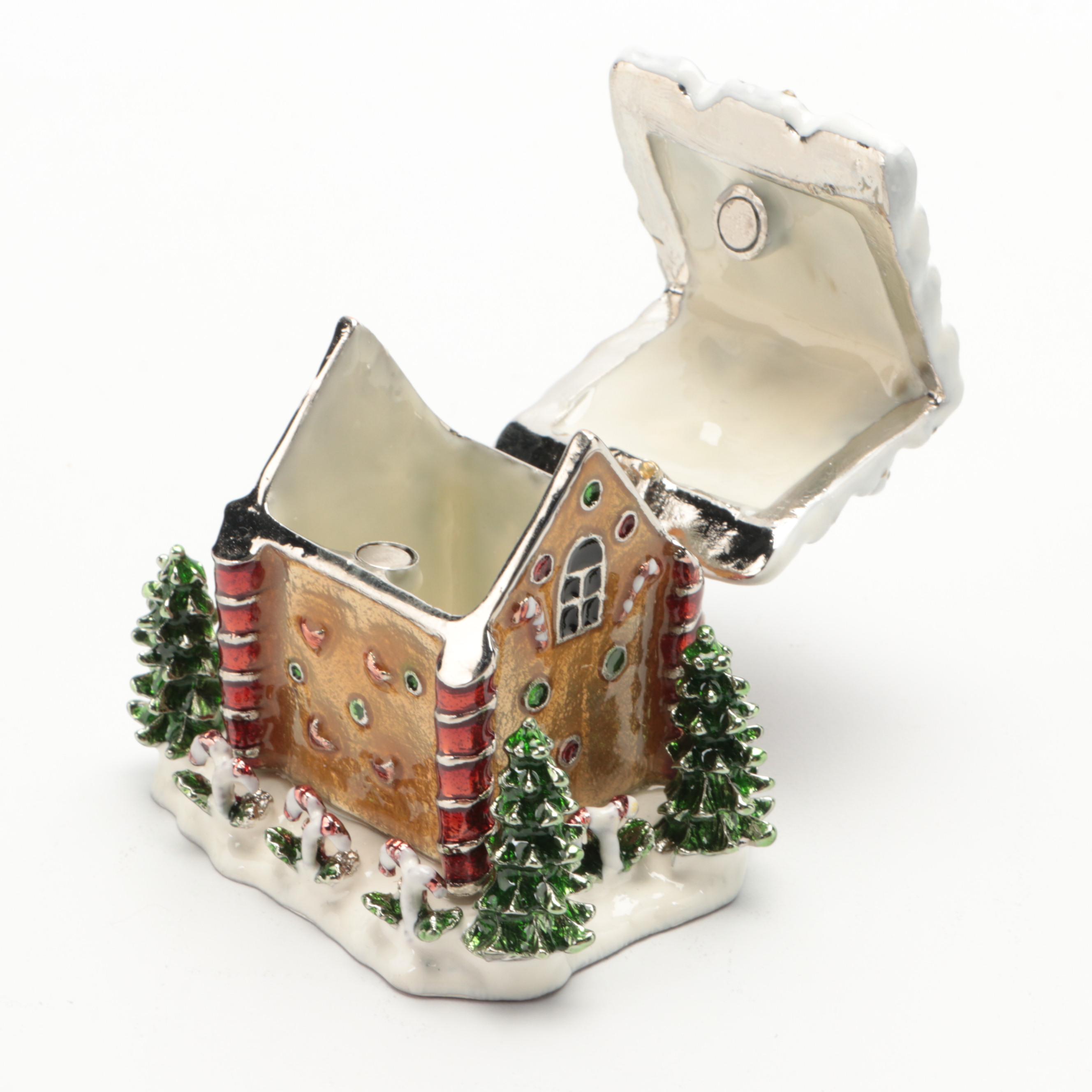 Jere Gingerbread House, Christmas Tree and Snowman Trinket Boxes