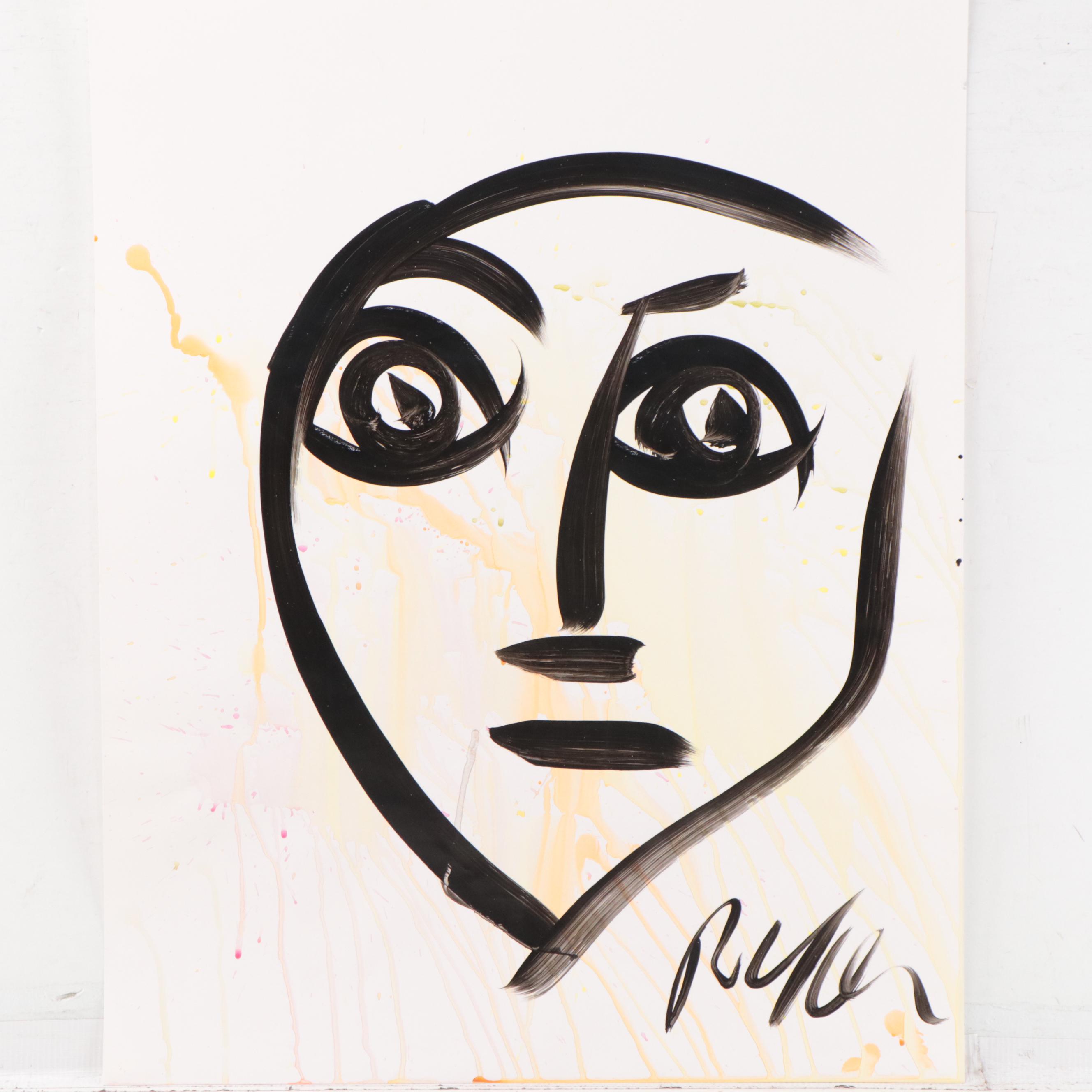 Peter Keil Abstract Portrait Acrylic Painting