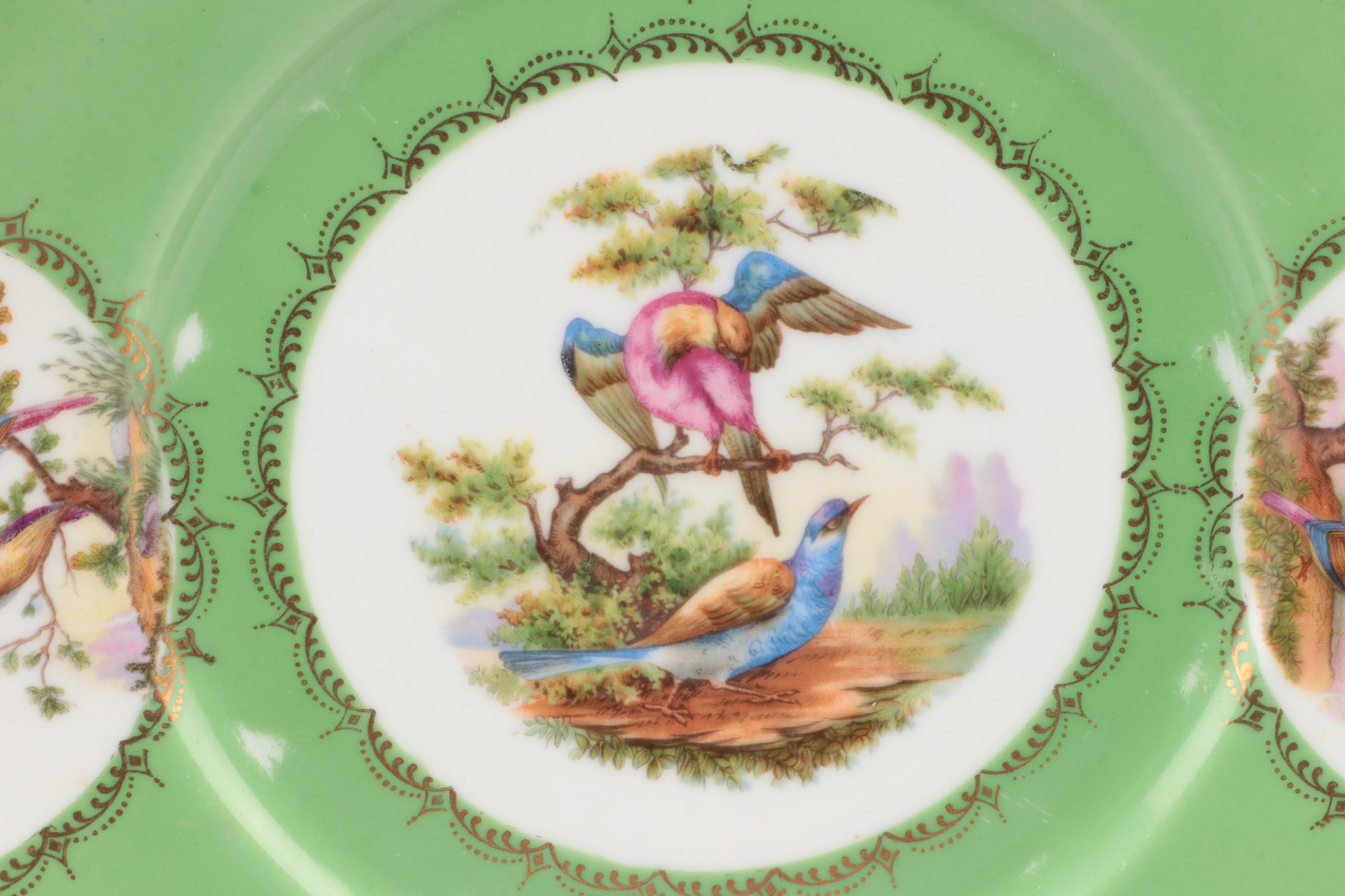 Herend "Rothschild Bird" Creamer and Other Porcelain with Art Glass Decor