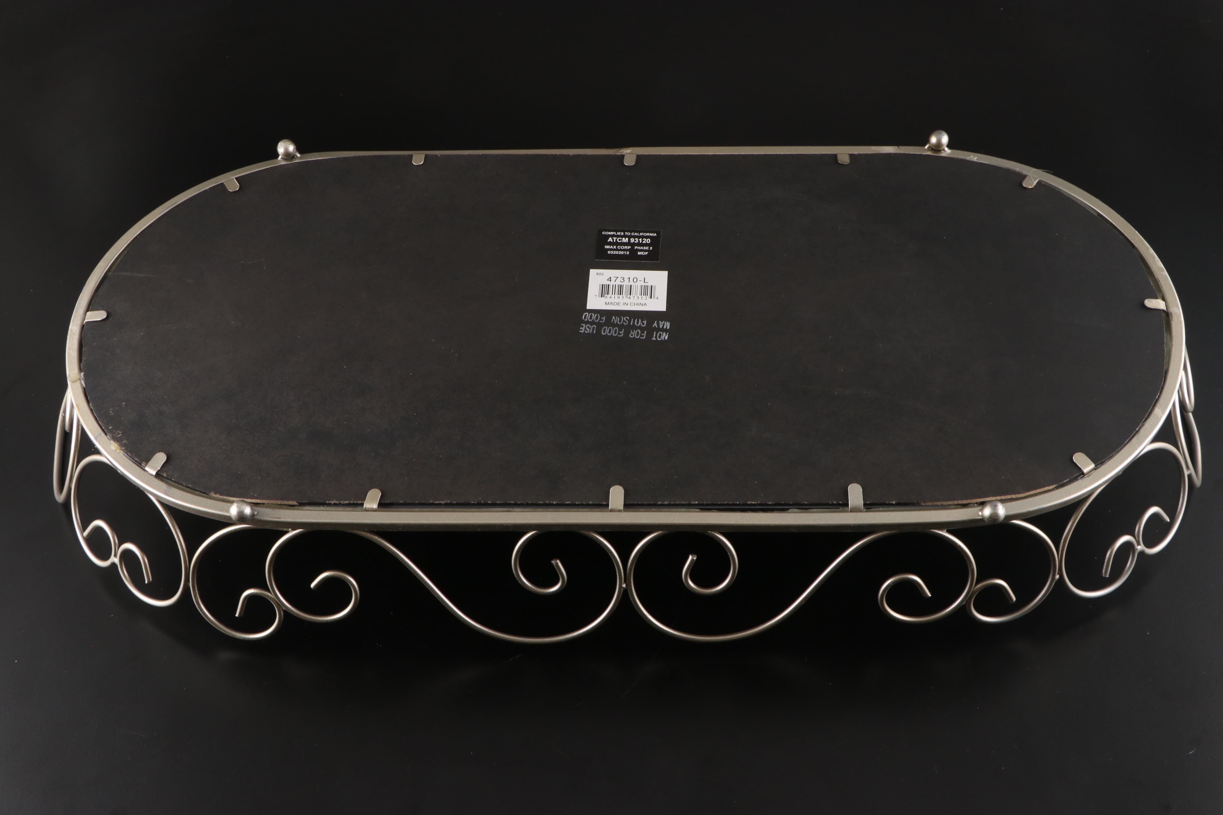 Mirrored Wire Plateau Trays with Pewter Finished Candle Holders