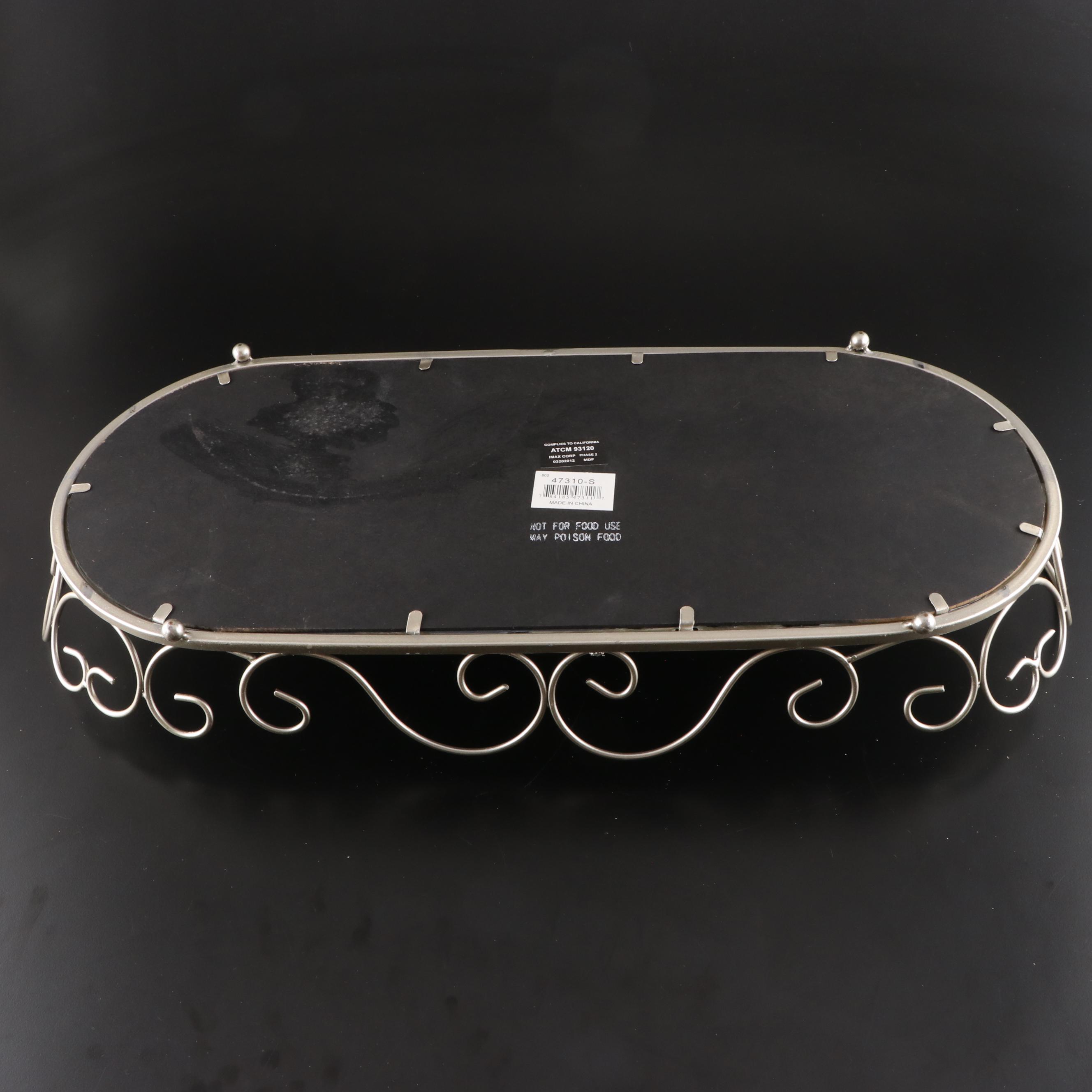 Mirrored Wire Plateau Trays with Pewter Finished Candle Holders