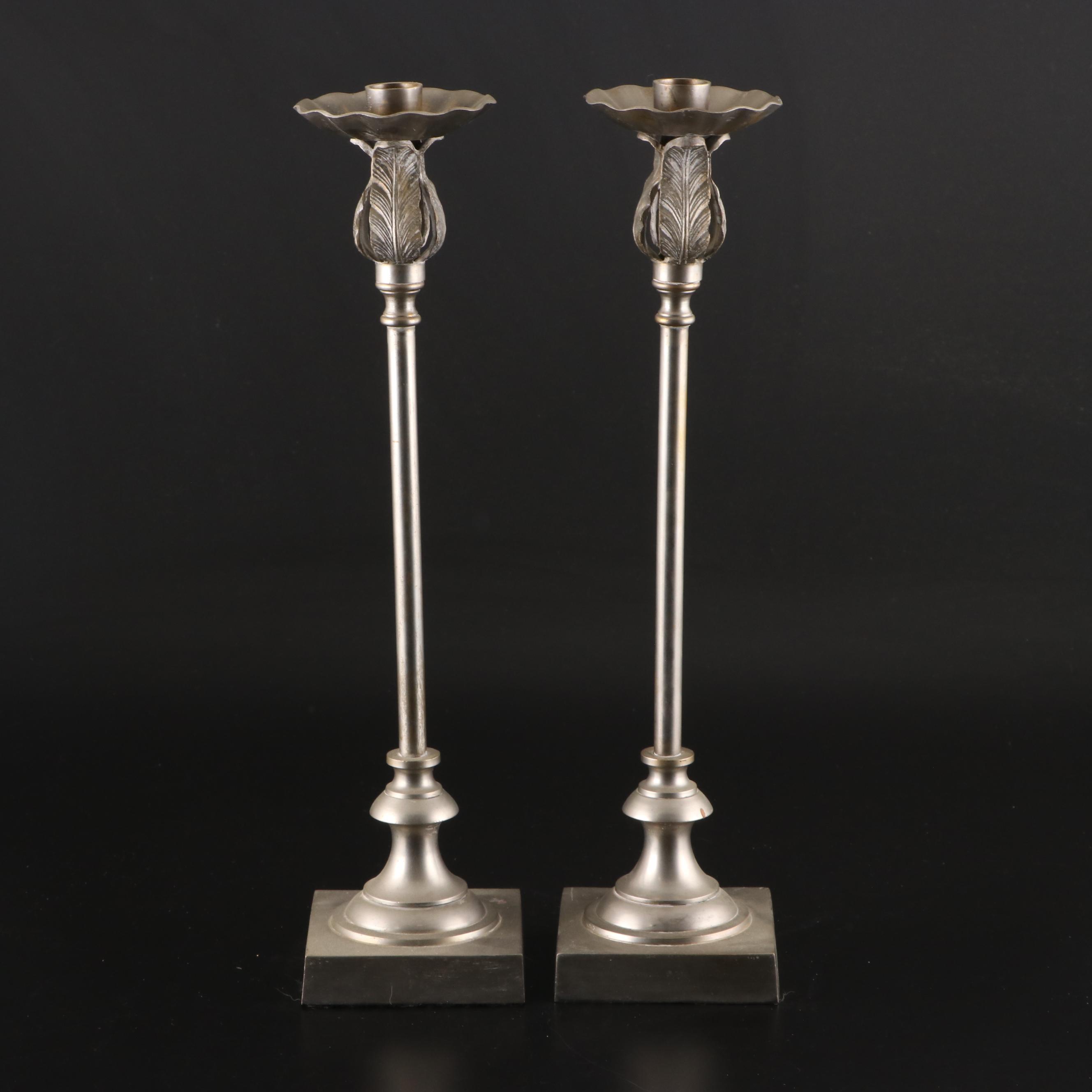 Mirrored Wire Plateau Trays with Pewter Finished Candle Holders