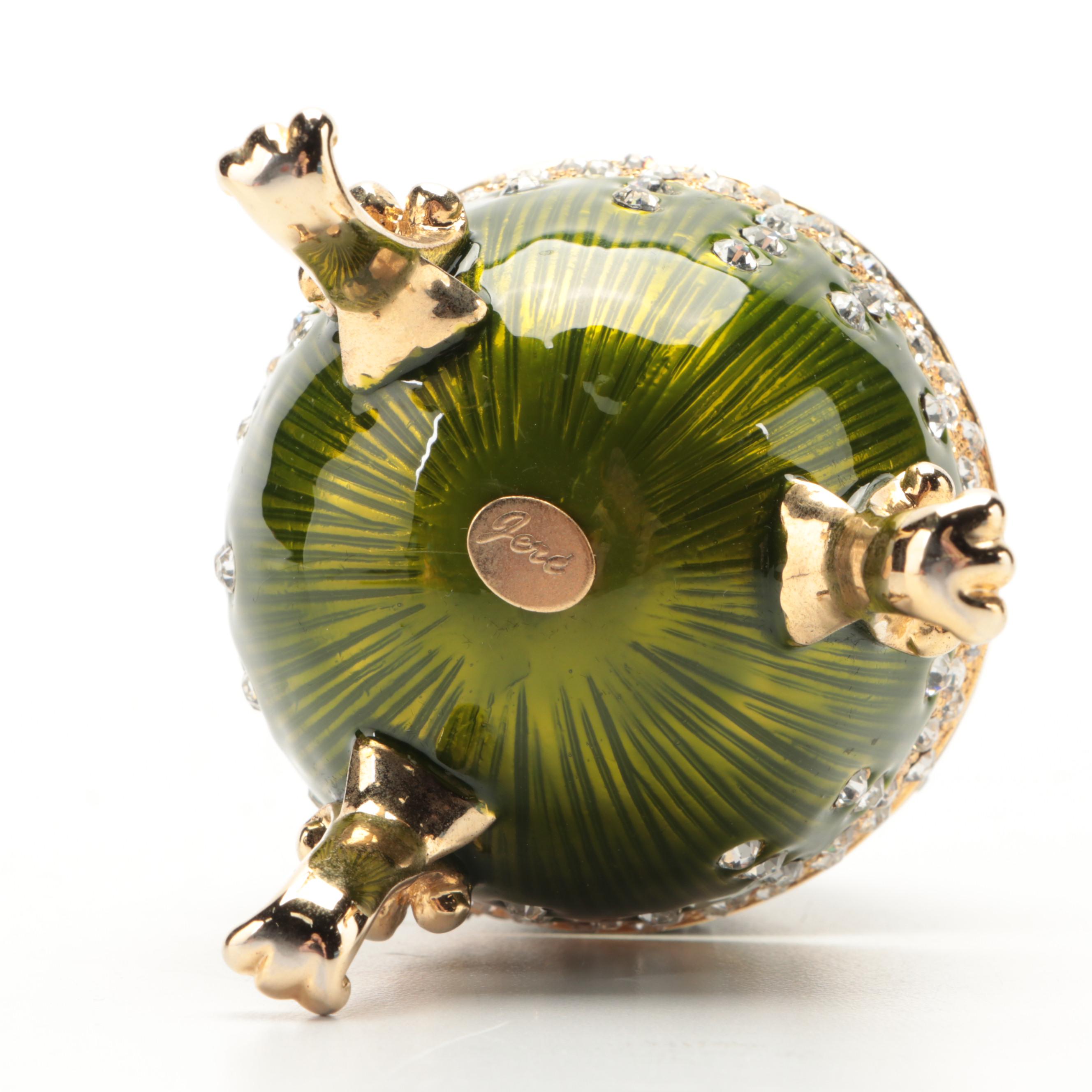 Jere Cameo Duck Egg and Music Box Egg Bejeweled Trinket Boxes