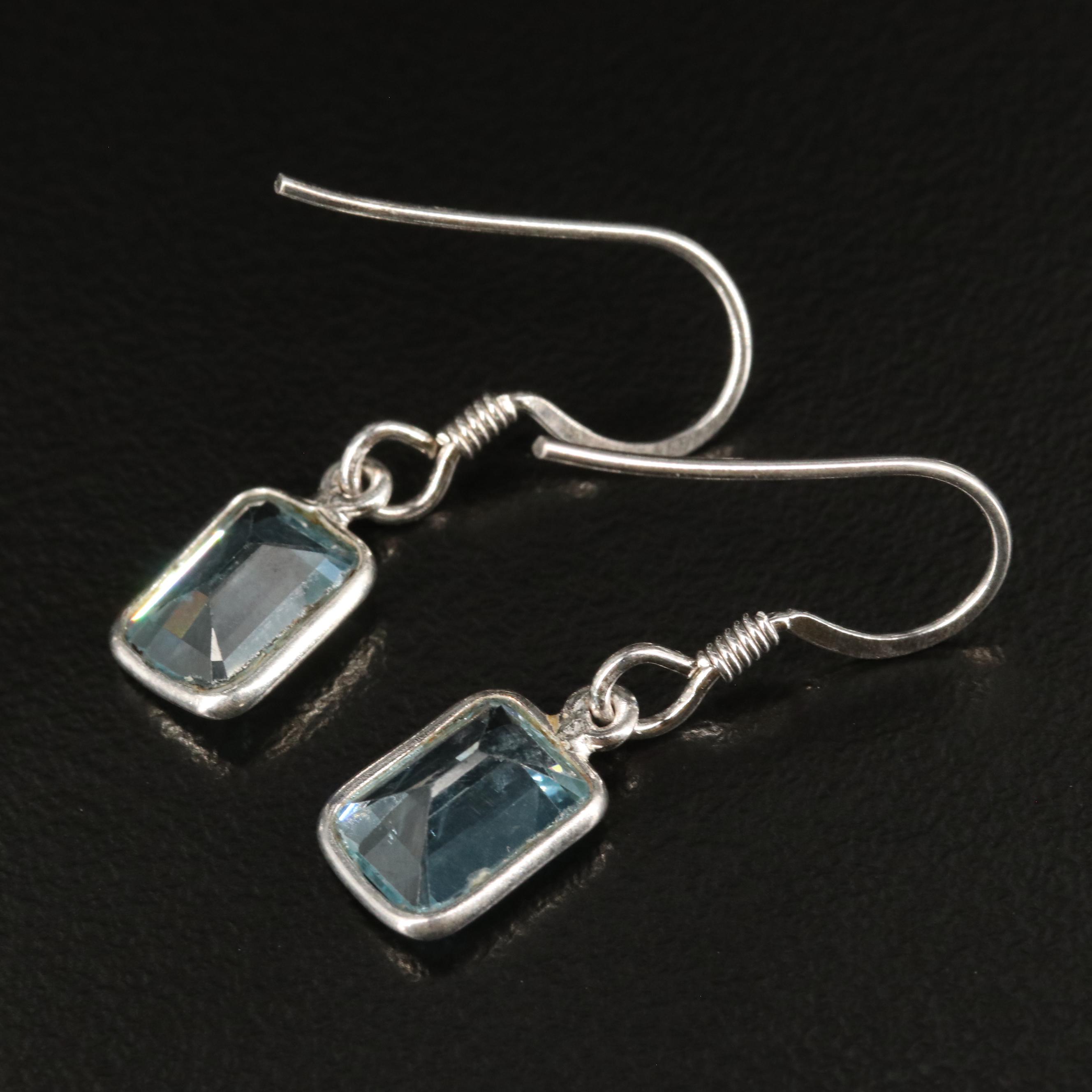 Sterling Blue Topaz Drop Earrings