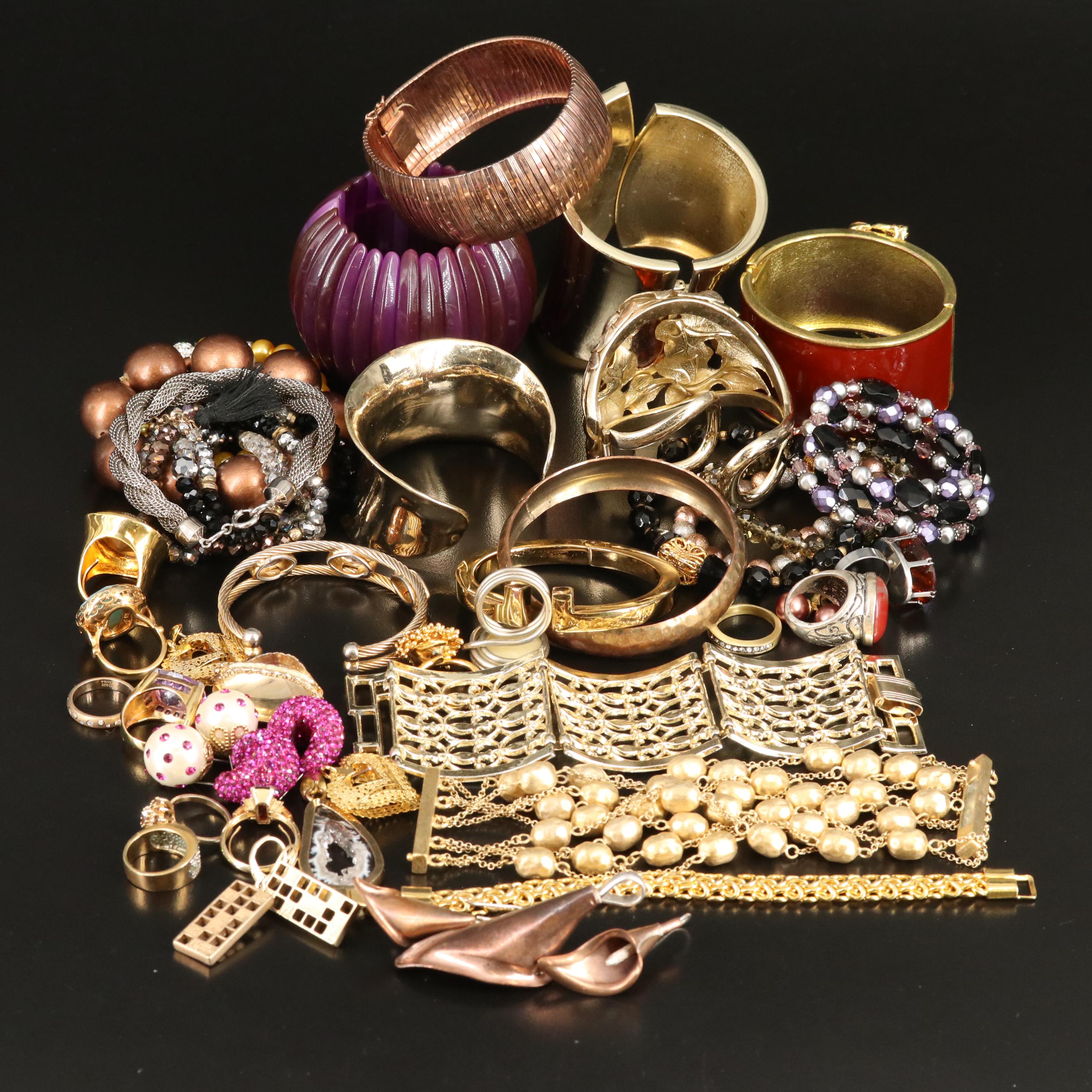 Dyadema Bronze Bracelet, Kenneth Jay Lane Ring and Sterling Featured in Jewelry