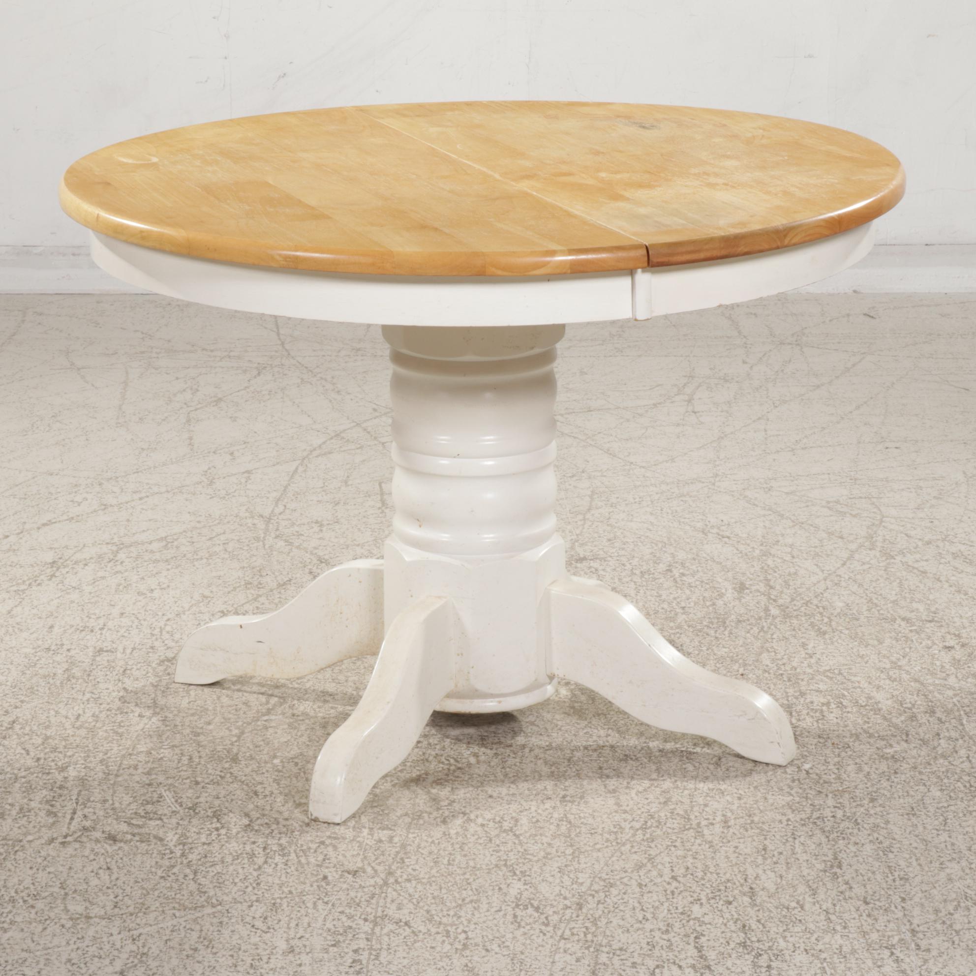 Ligo Farmhouse Style Parcel White-Painted Pedestal Dining Table and Four Chairs