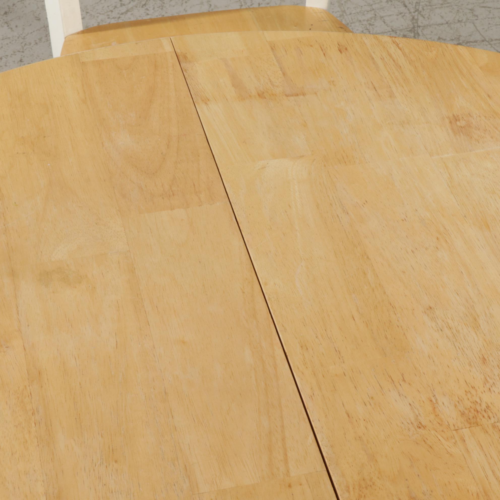 Ligo Farmhouse Style Parcel White-Painted Pedestal Dining Table and Four Chairs