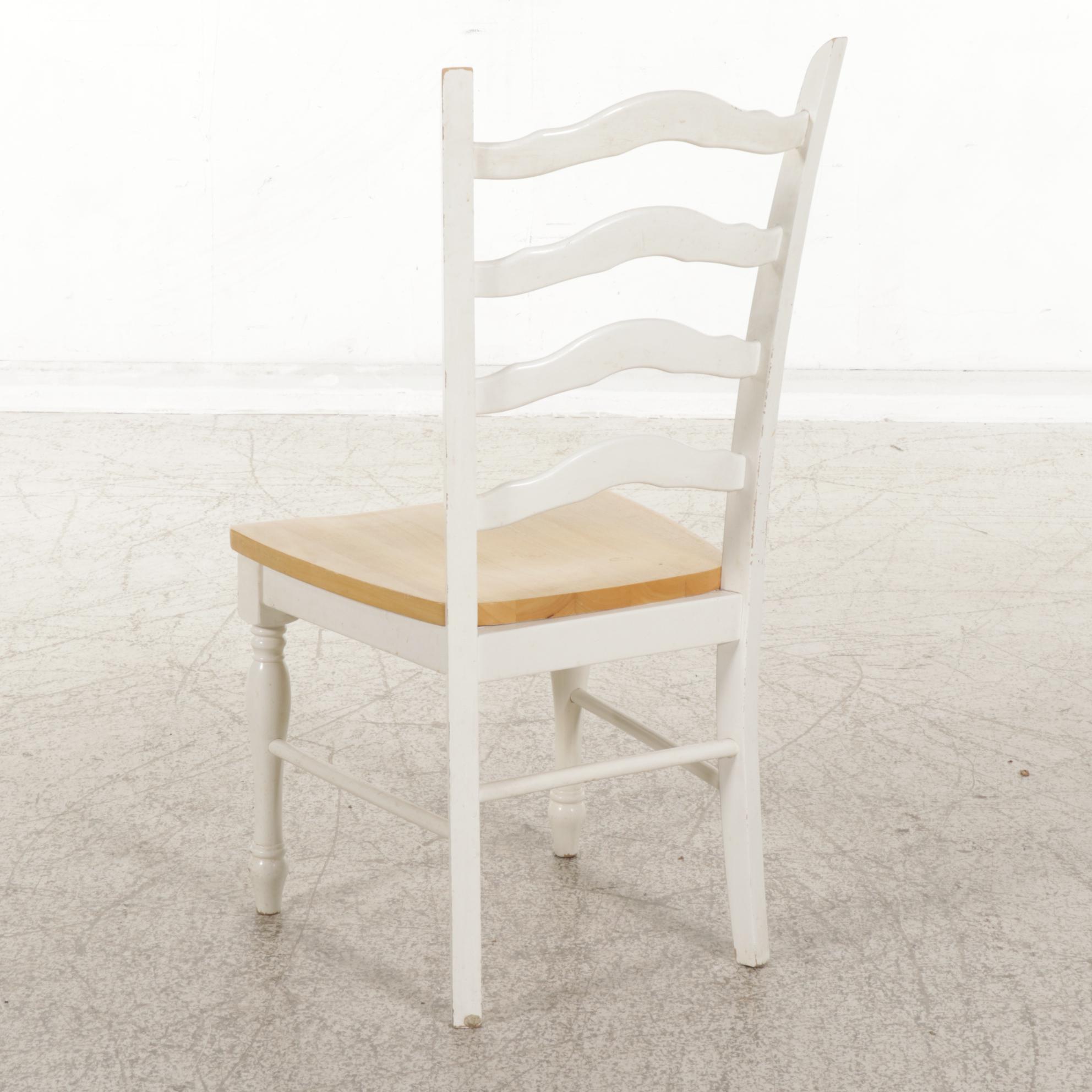 Ligo Farmhouse Style Parcel White-Painted Pedestal Dining Table and Four Chairs