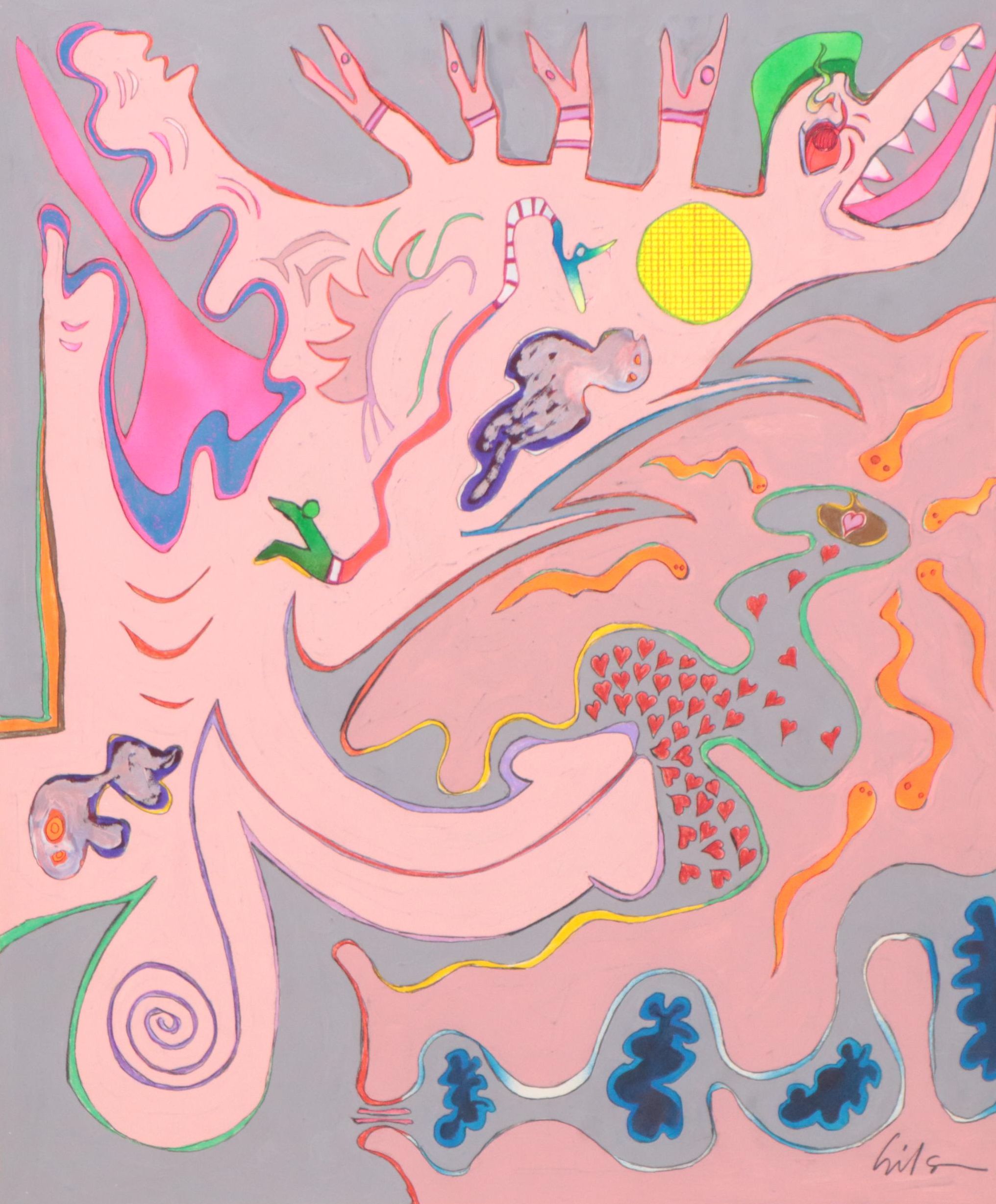 Harry Hilson Acrylic Painting "The Bittersweet Story of Life and Death," 1982