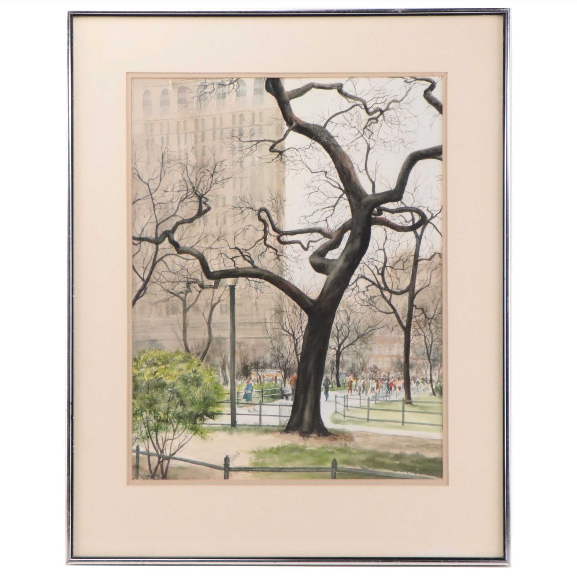 Betty C. Boyle Park Landscape Oil Painting, 1984