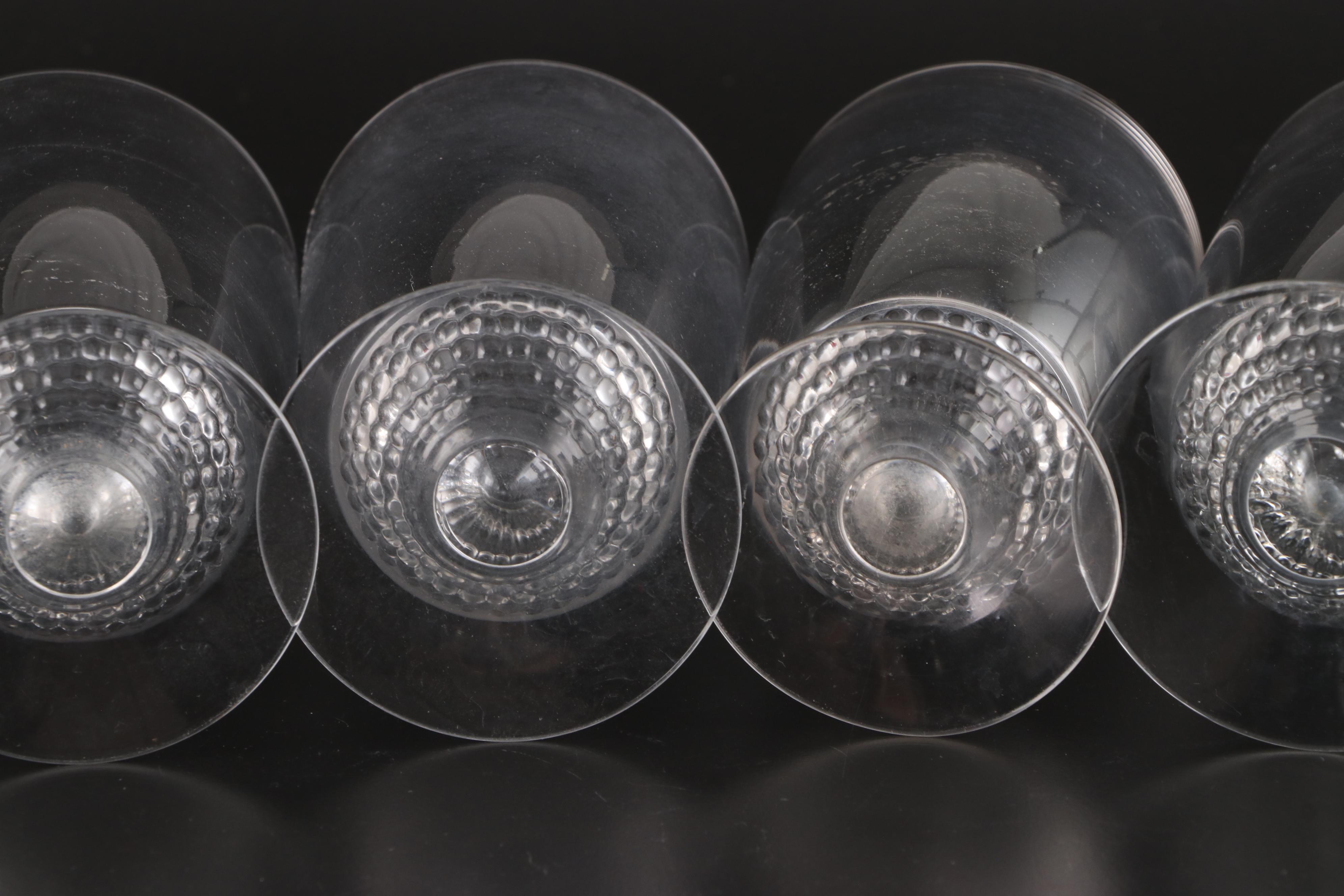 Duncan & Miller "Teardrop Clear" Glass Dinnerware with Other Silver Plate Trays