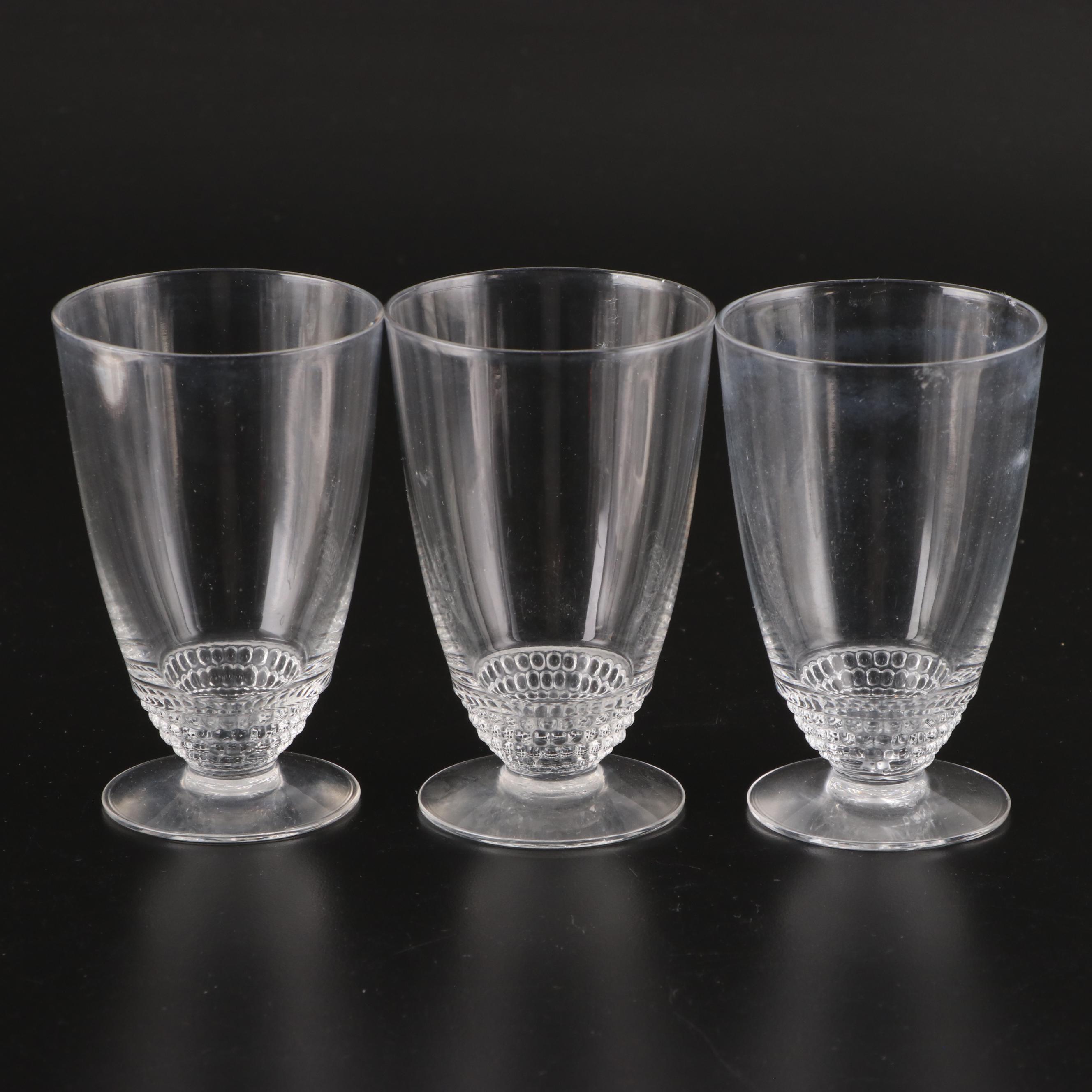 Duncan & Miller "Teardrop Clear" Glass Dinnerware with Other Silver Plate Trays