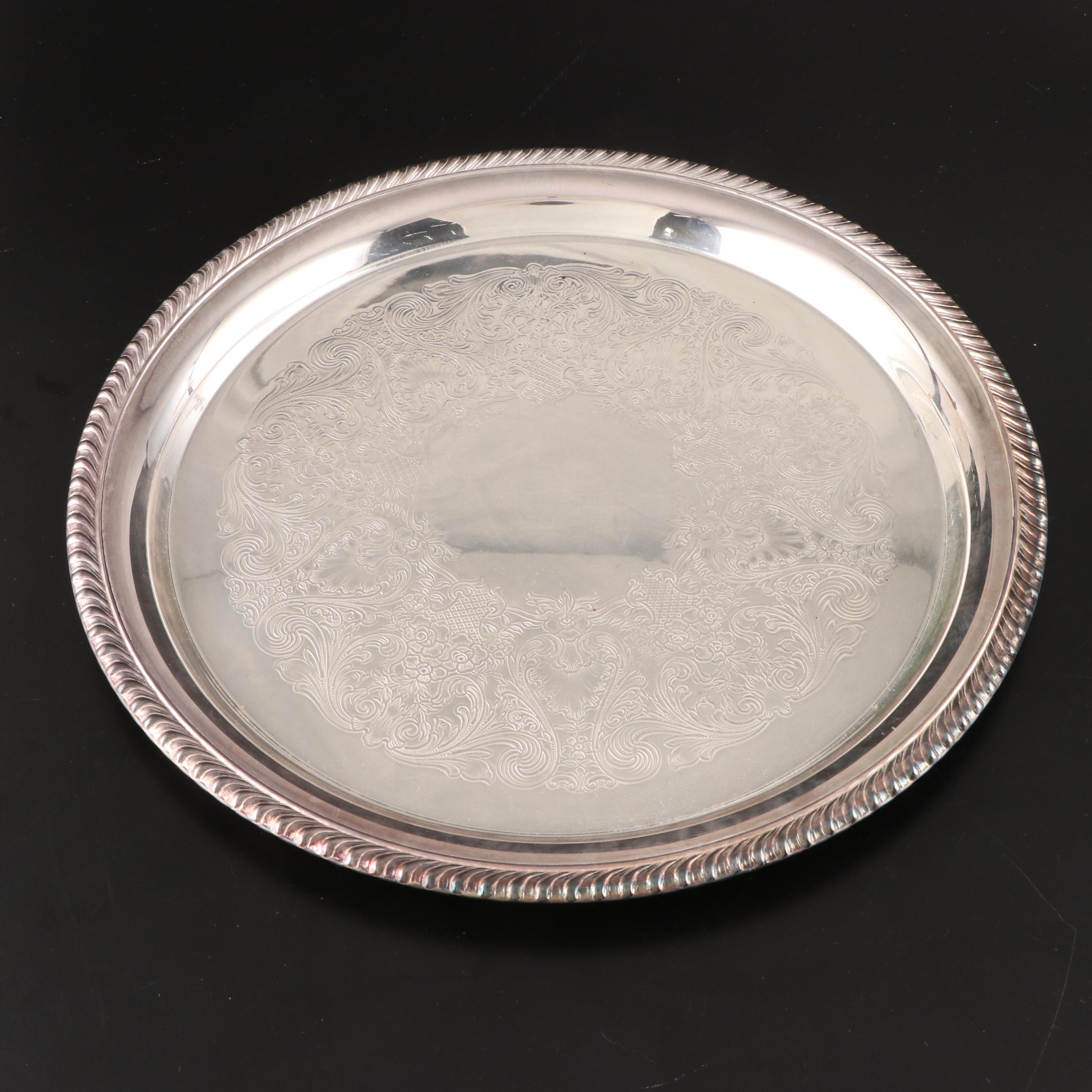 Duncan & Miller "Teardrop Clear" Glass Dinnerware with Other Silver Plate Trays