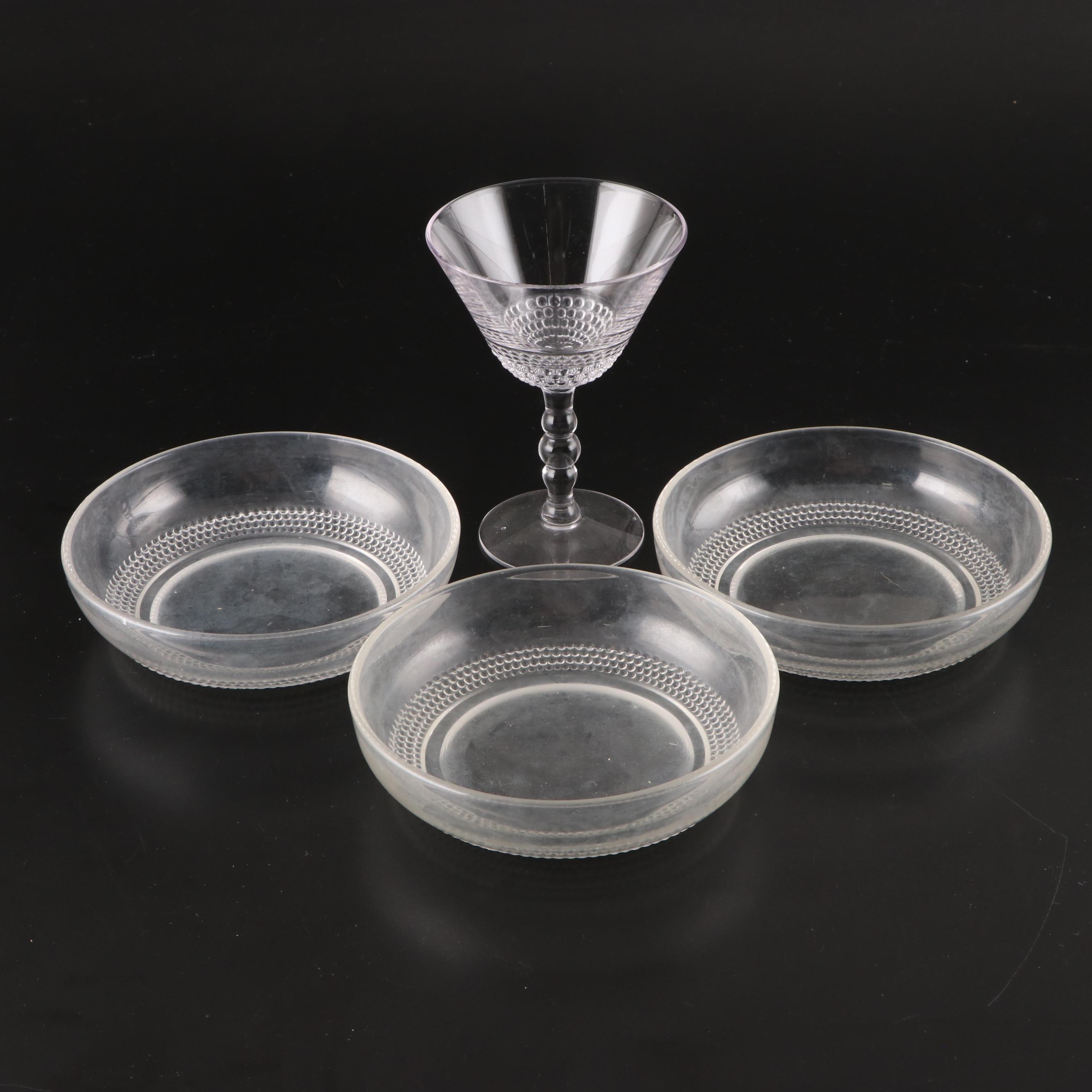 Duncan & Miller "Teardrop Clear" Glass Dinnerware with Other Silver Plate Trays