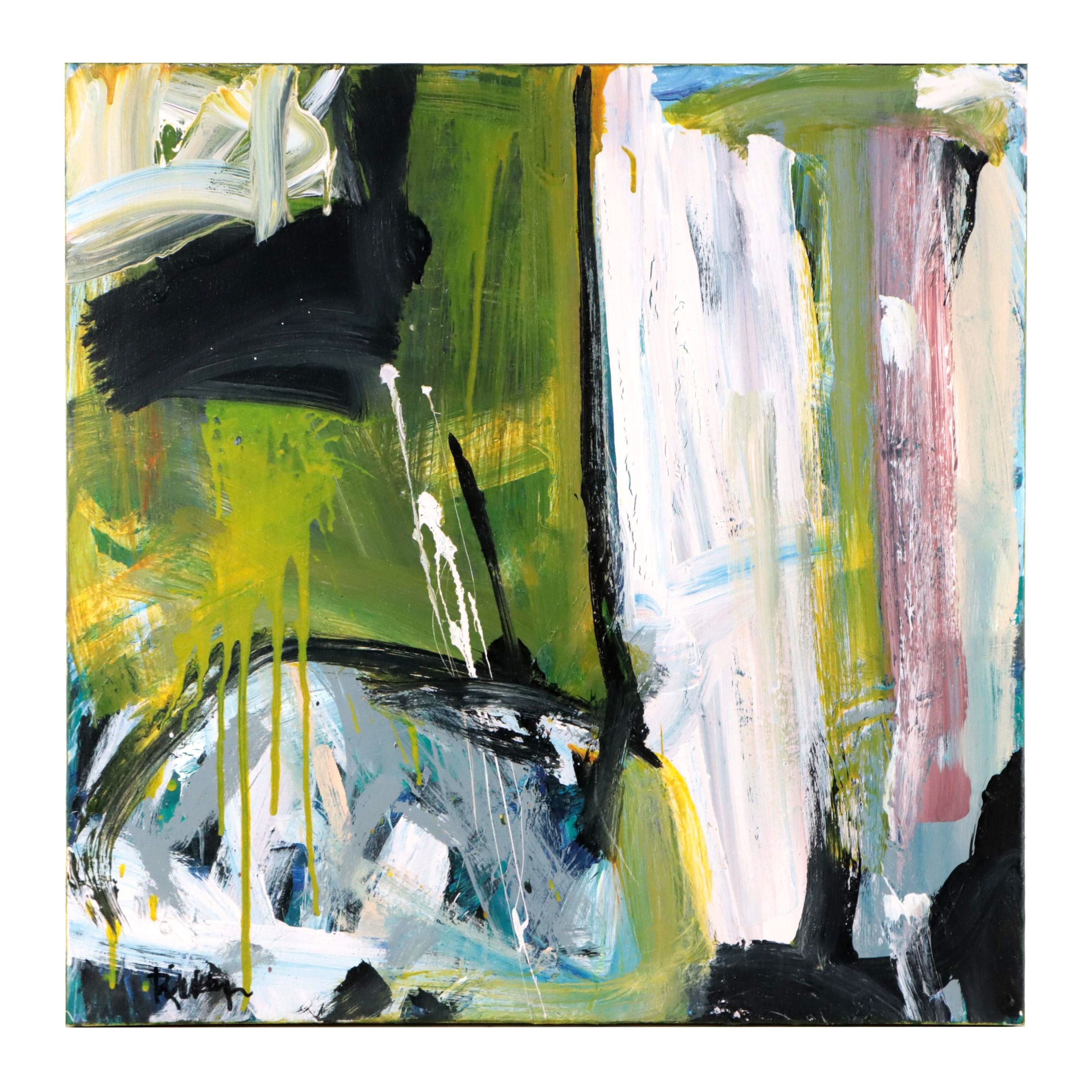 Robbie Kemper Acrylic Painting "White With Lime Wash"