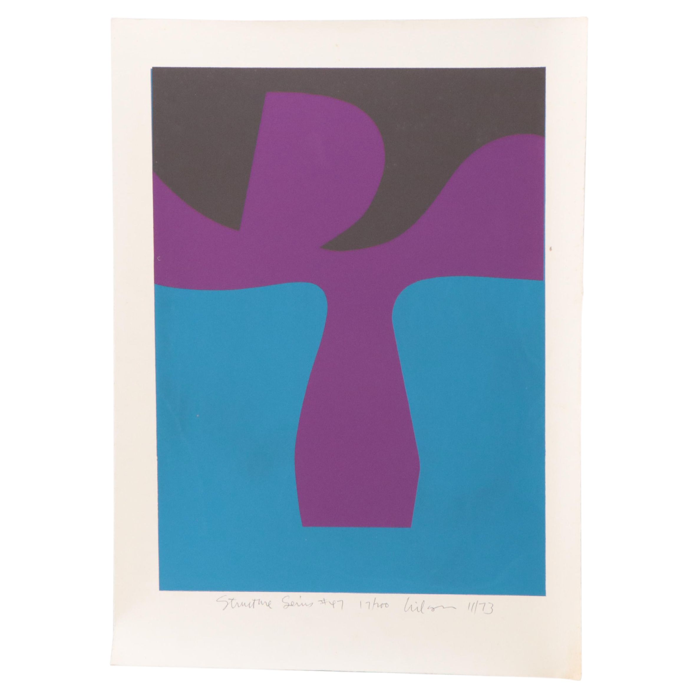 Harry Hilson Abstract Biomorphic Serigraph from "Structure Series," 1973