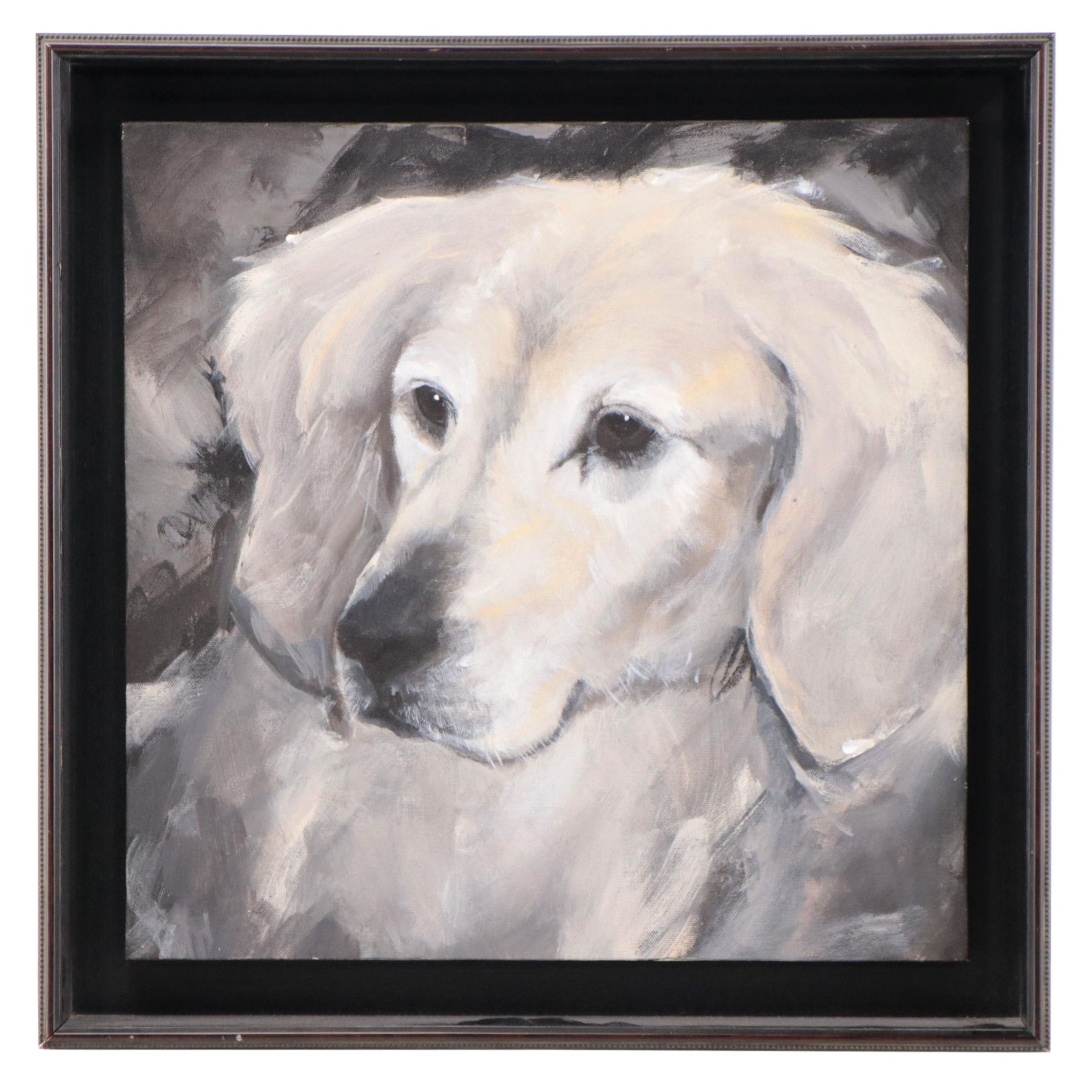 Dog Portrait Acrylic Painting of Golden Retriever Pup