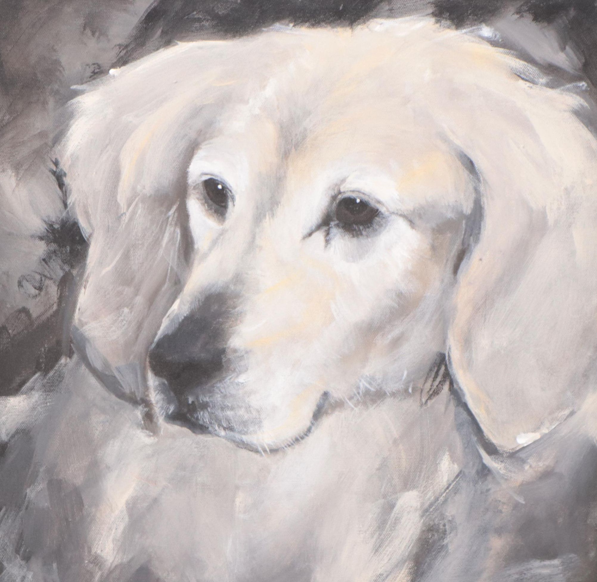 Dog Portrait Acrylic Painting of Golden Retriever Pup