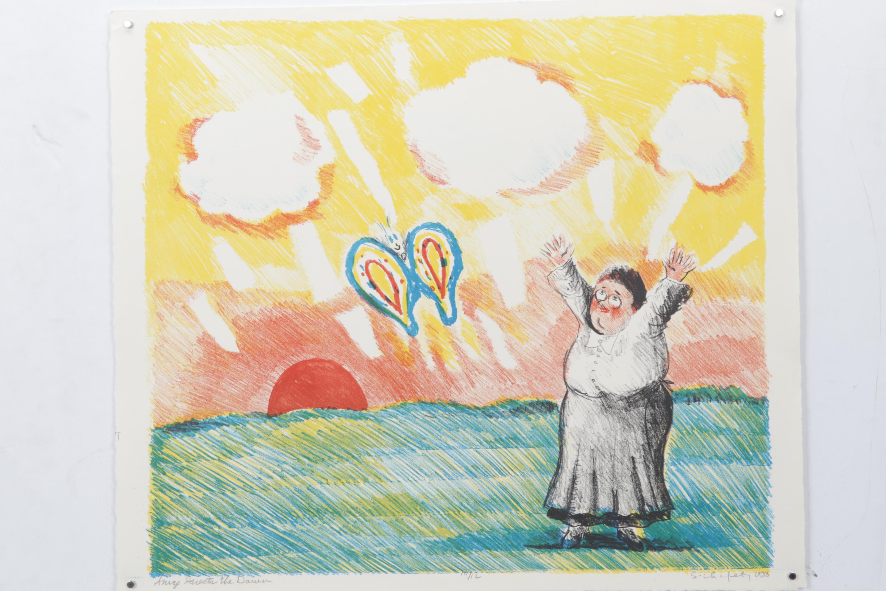 Sidney Chafetz Color Lithograph "Amy Greets the Dawn," 1988