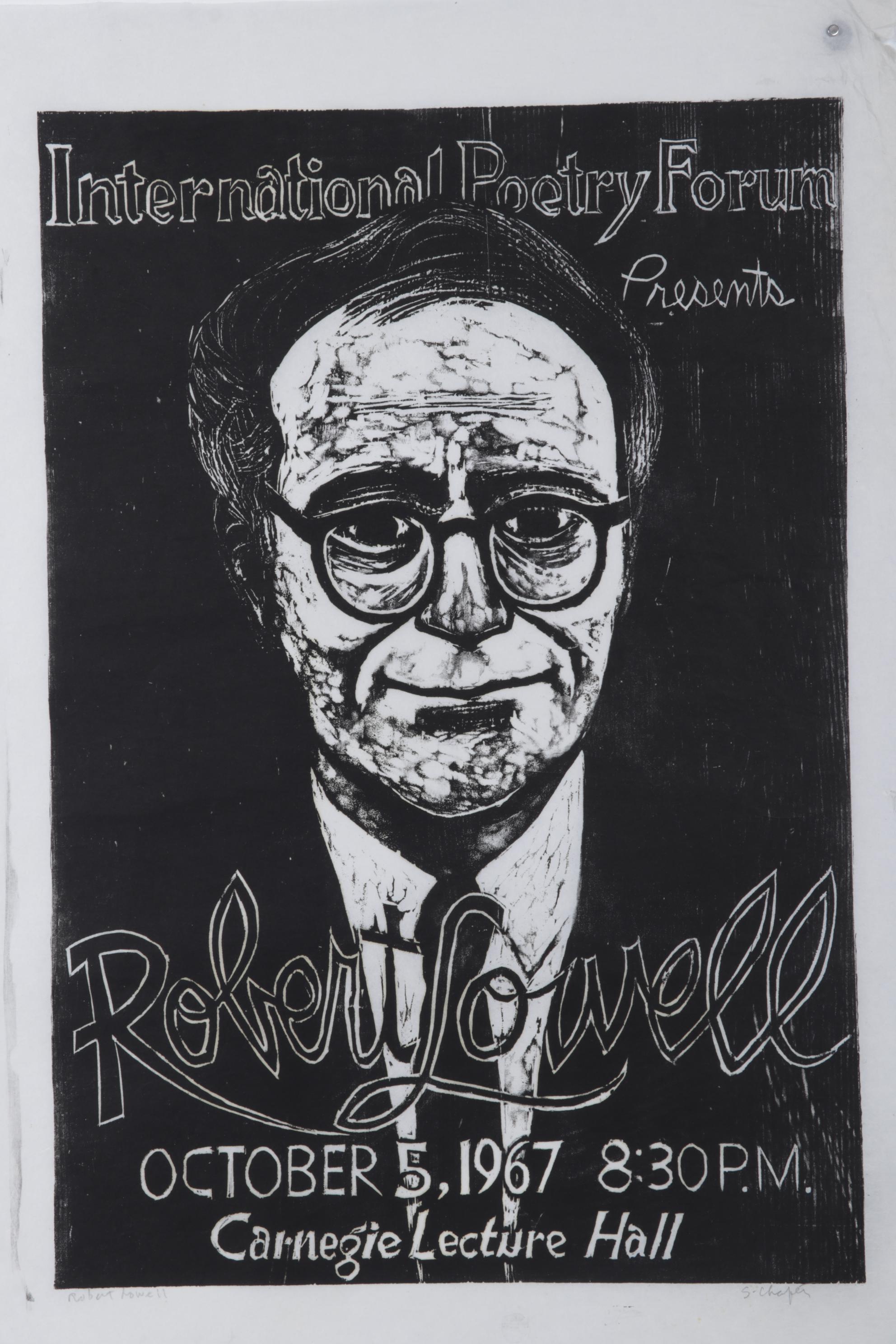 Sidney Chafetz Woodcut "Robert Lowell," 1967