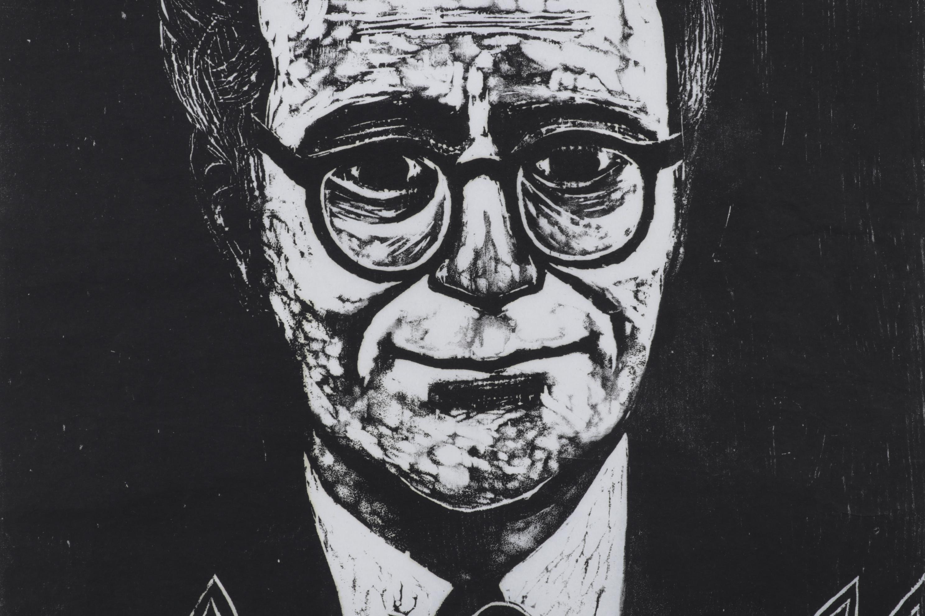 Sidney Chafetz Woodcut "Robert Lowell," 1967