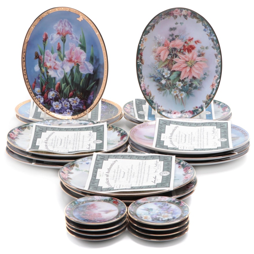 Bradford Exchange Limited Edition Floral Porcelain Collector Plates