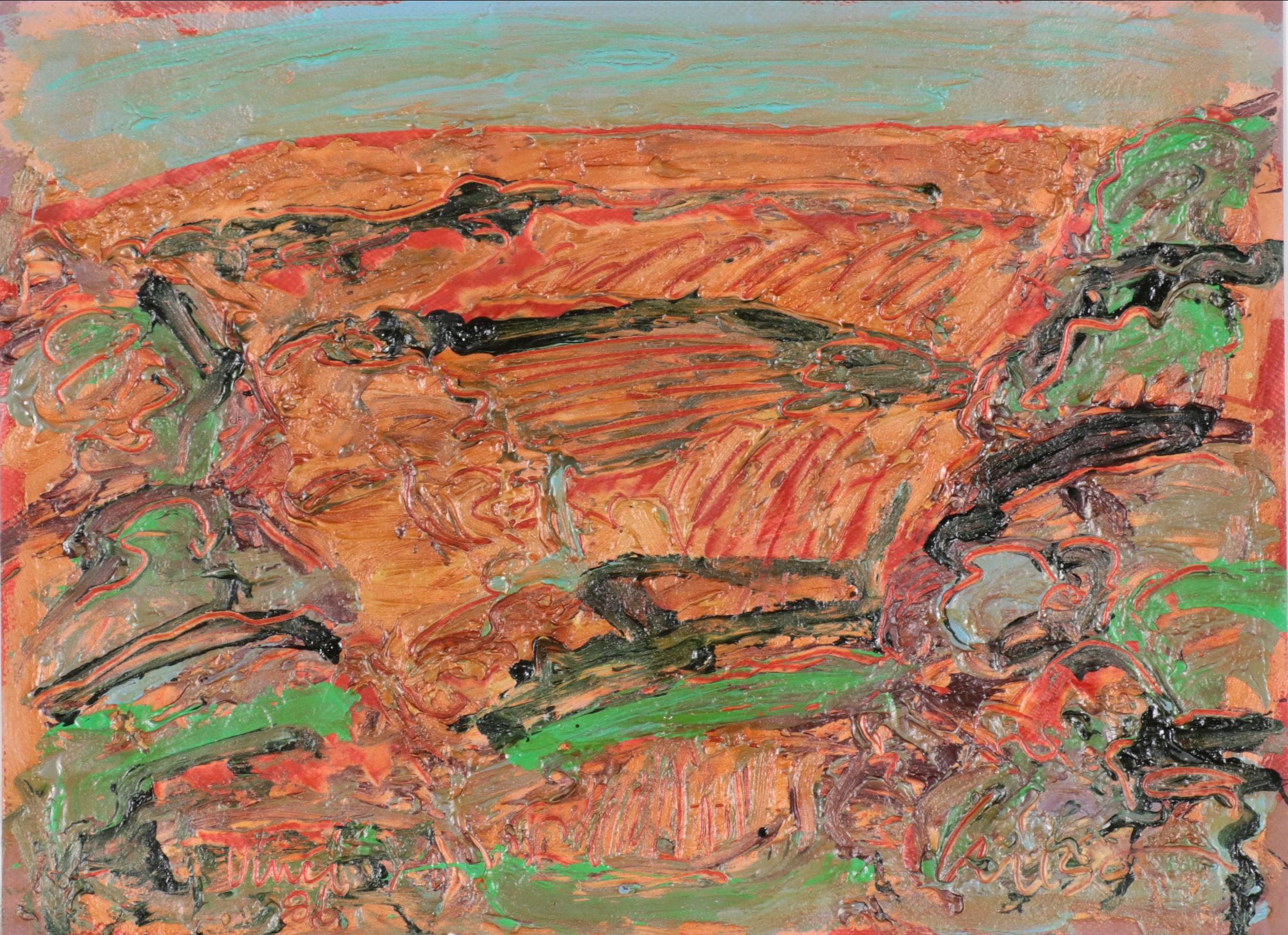 Harry Hilson Abstract Acrylic Painting, 1986