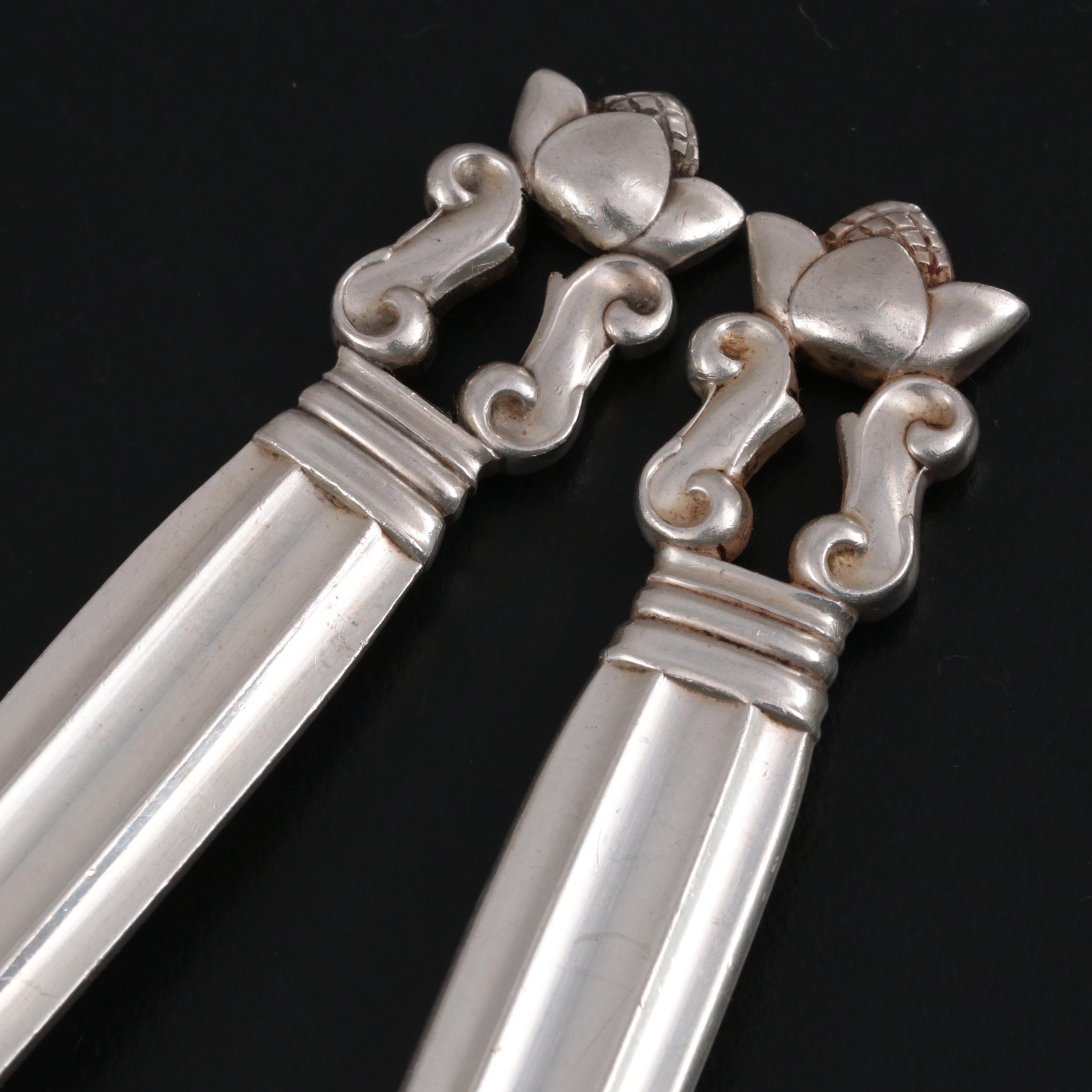 Georg Jensen "Acorn" Sterling Silver Serving Fork and Spoon