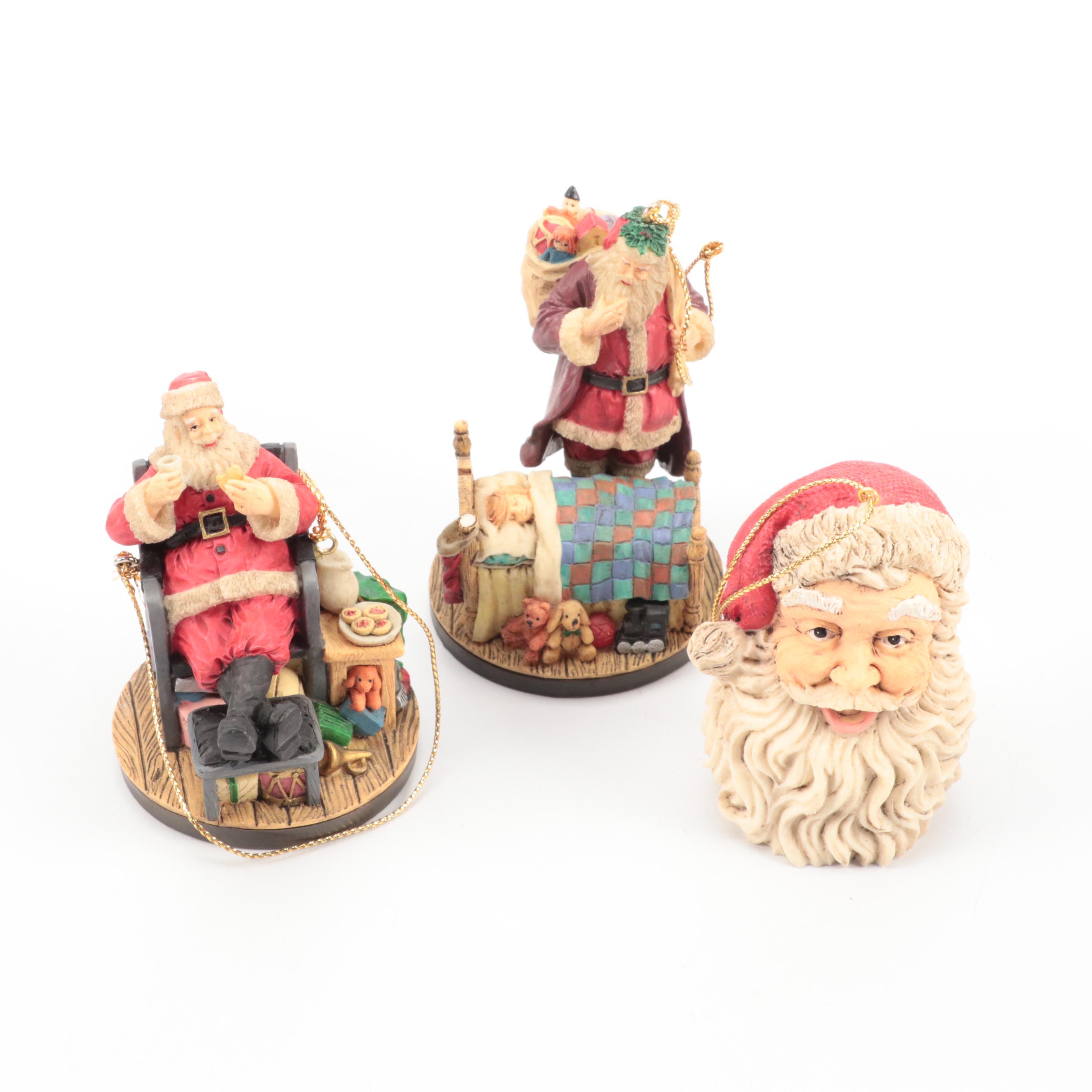 Rockwell Gallery Resin Santa Claus Ornaments, Franklin Mint Music Box, and More
