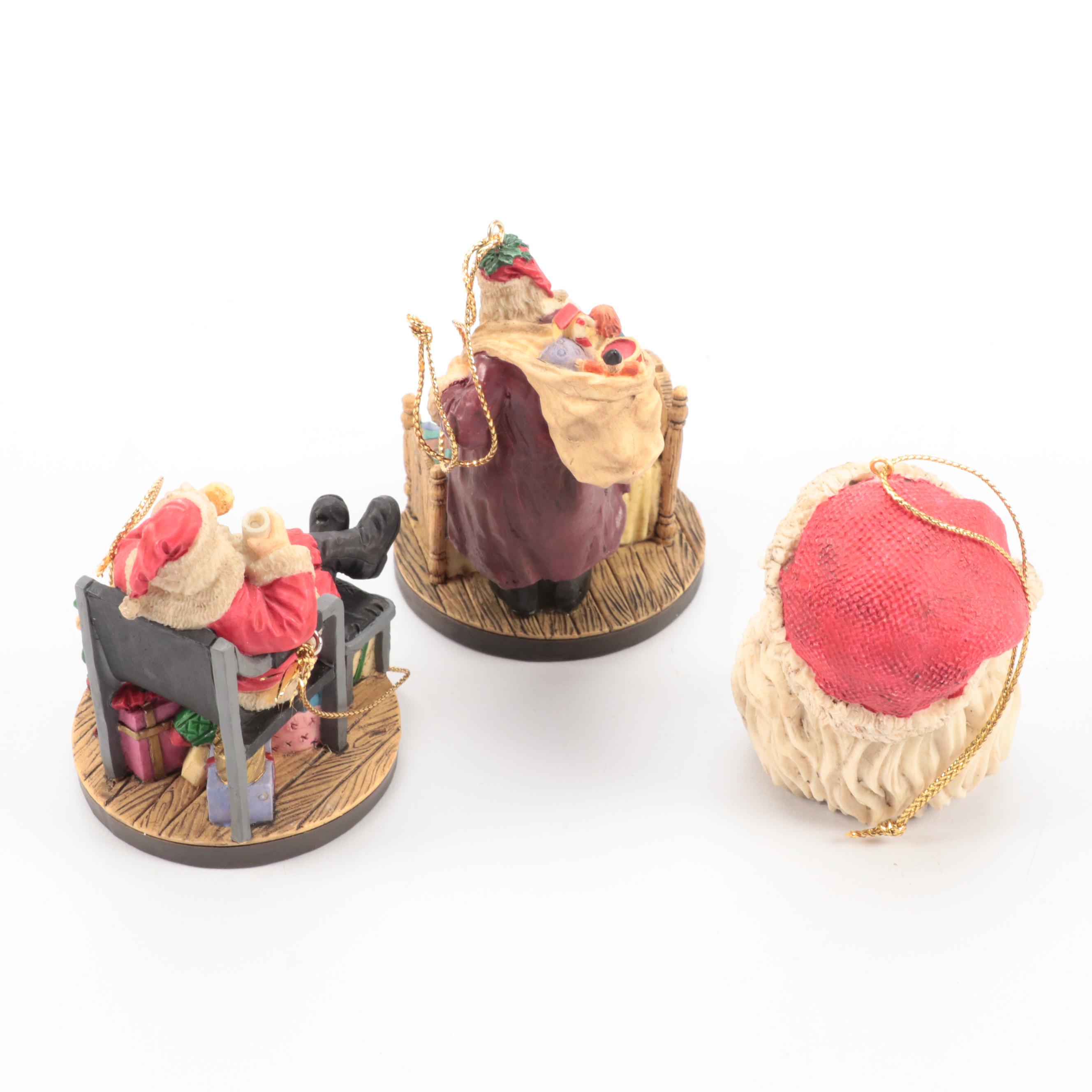 Rockwell Gallery Resin Santa Claus Ornaments, Franklin Mint Music Box, and More