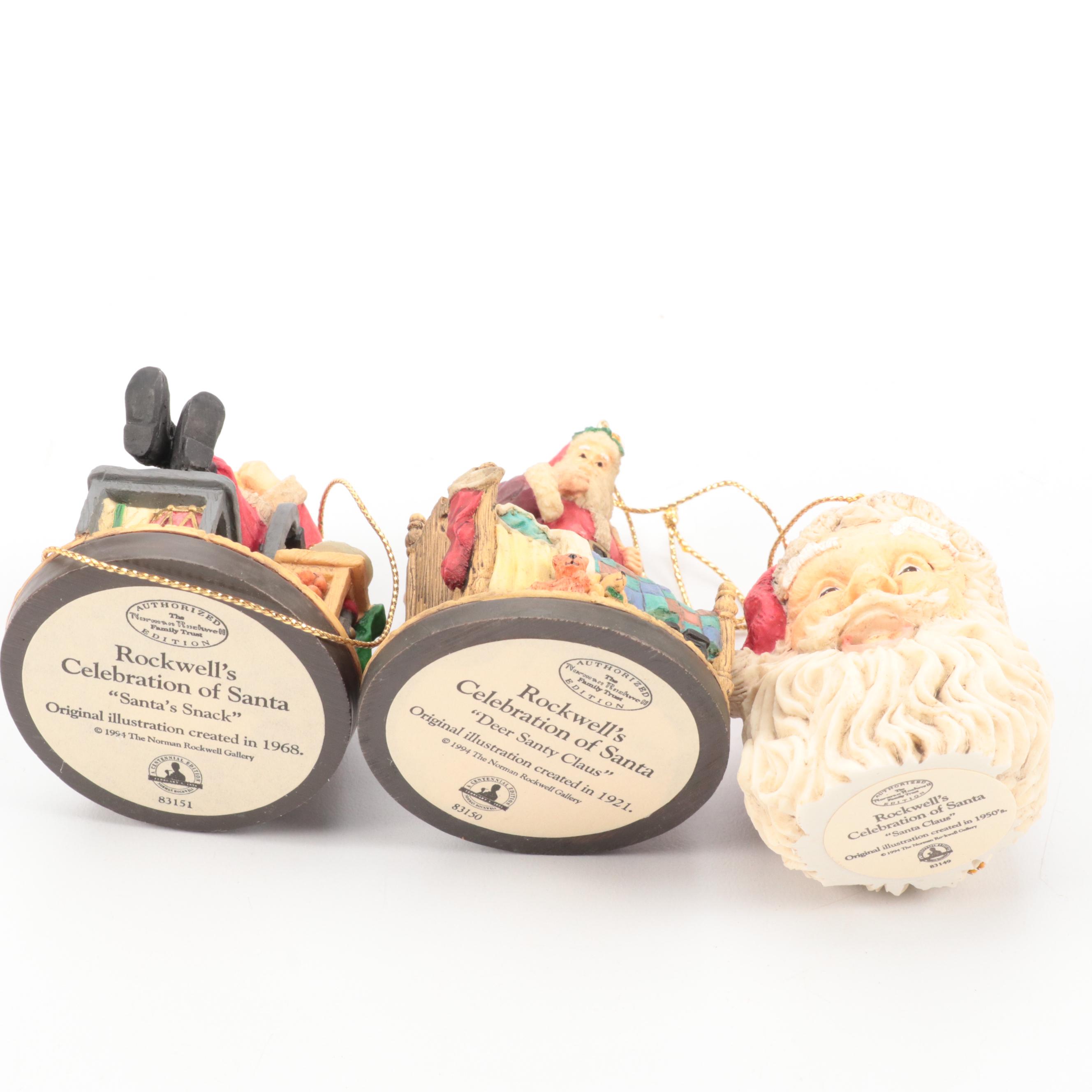 Rockwell Gallery Resin Santa Claus Ornaments, Franklin Mint Music Box, and More