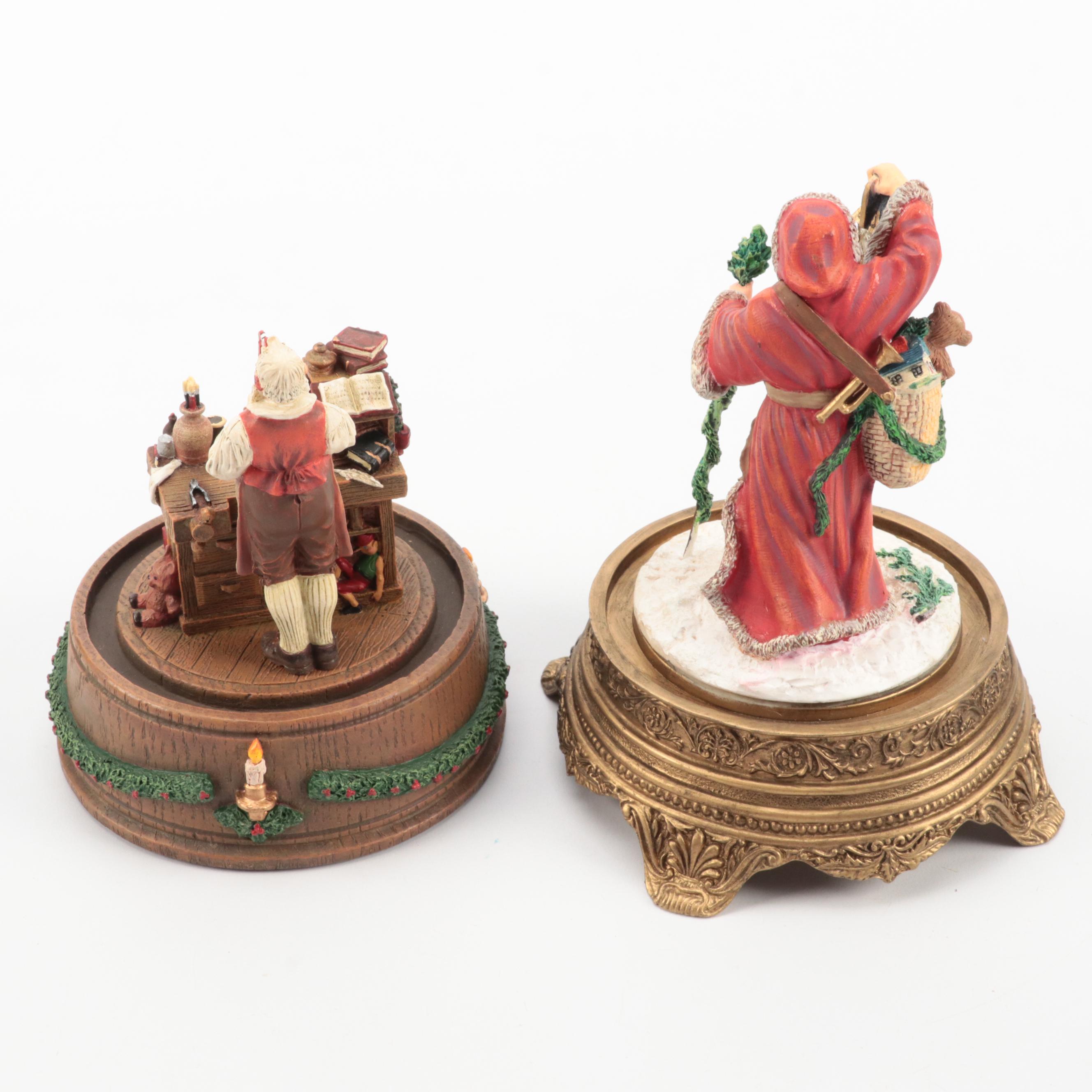 Rockwell Gallery Resin Santa Claus Ornaments, Franklin Mint Music Box, and More