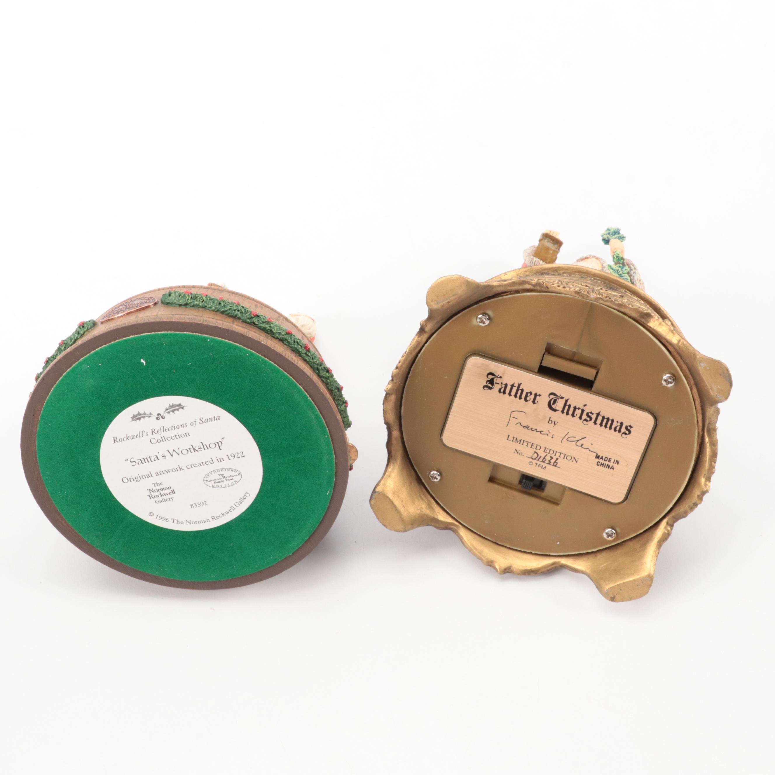 Rockwell Gallery Resin Santa Claus Ornaments, Franklin Mint Music Box, and More