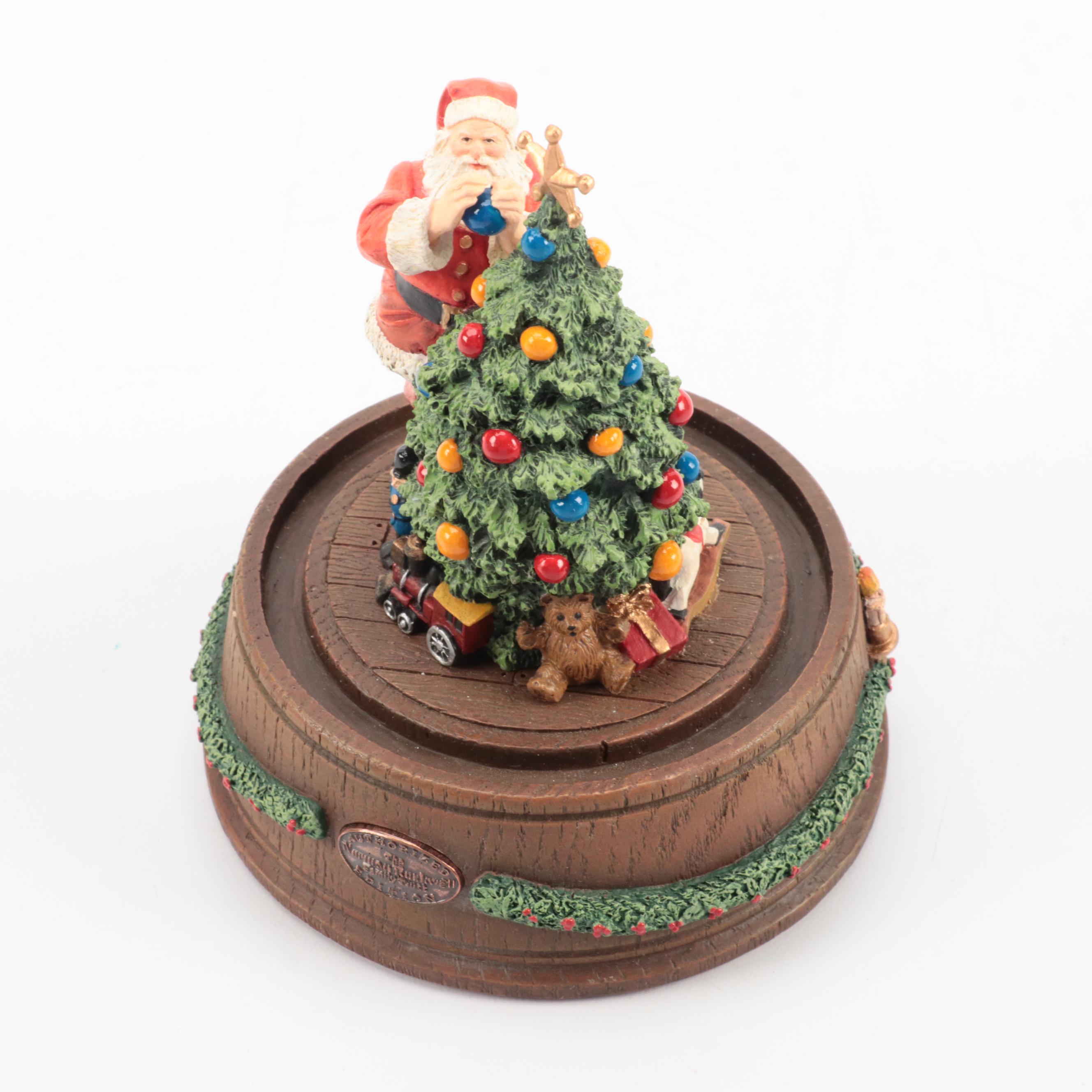 Rockwell Gallery Resin Santa Claus Ornaments, Franklin Mint Music Box, and More