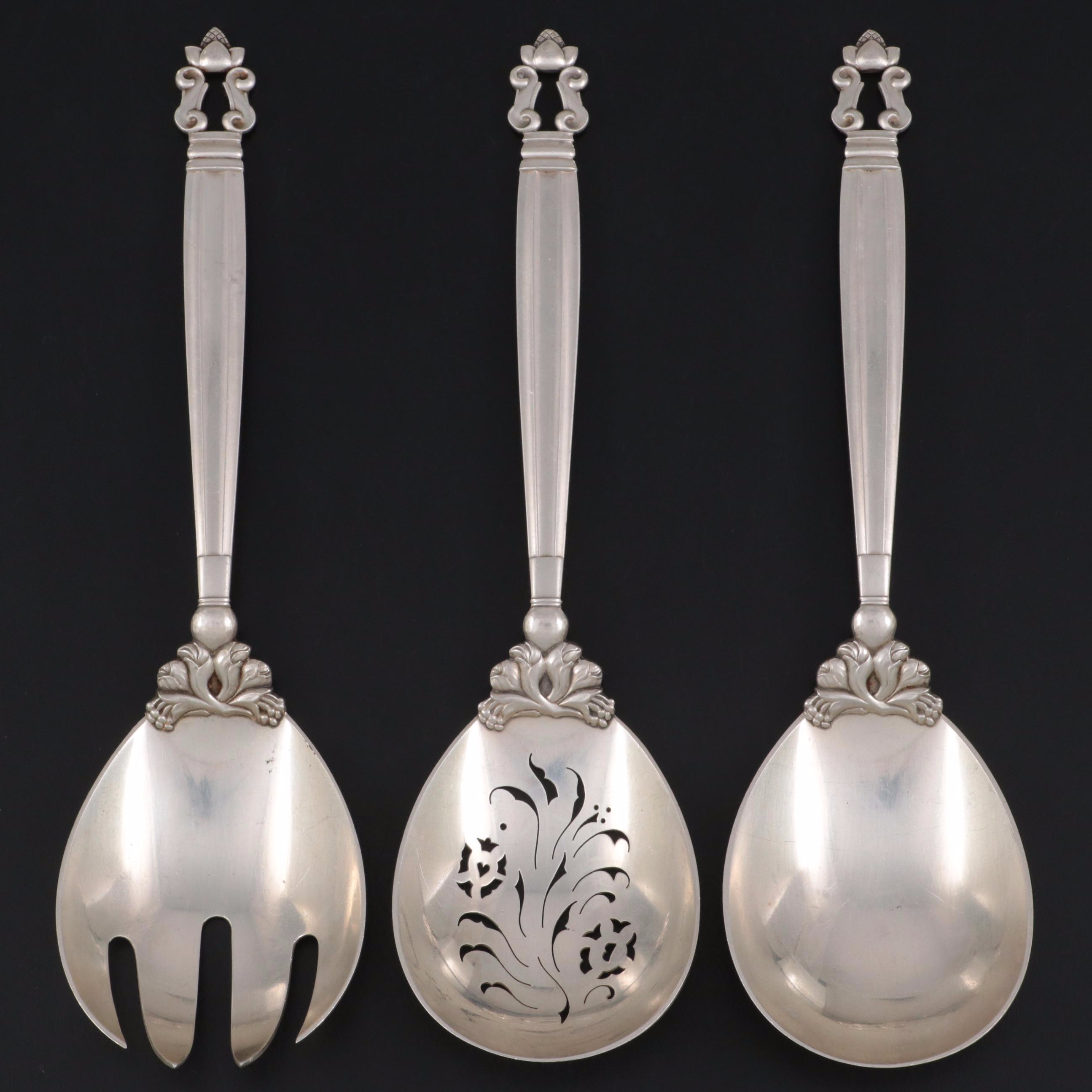 Georg Jensen "Acorn" Sterling Silver Serving Utensils