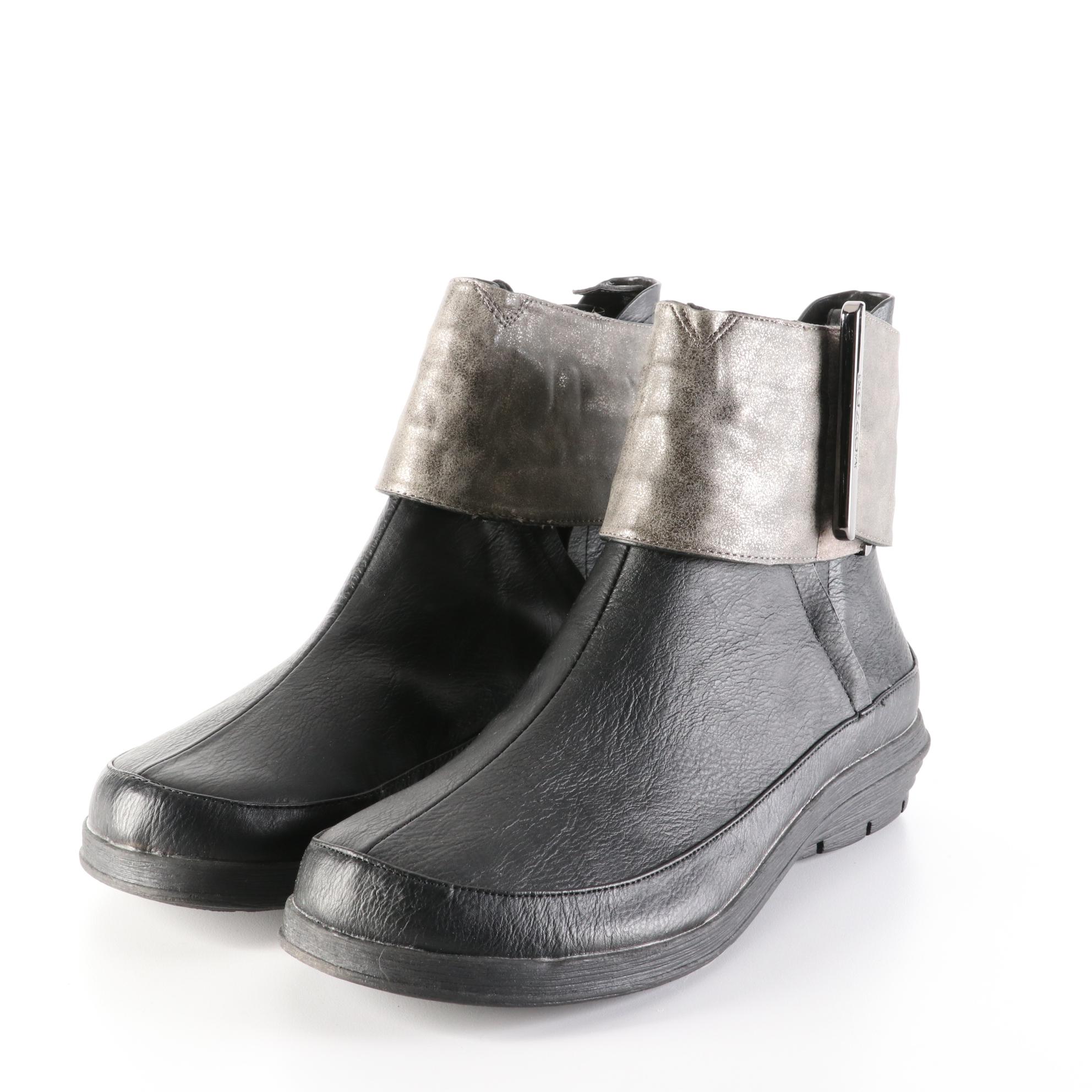 Modzori Jane Reversibles Short Boots in Black and Orthofeet Boots in Brown