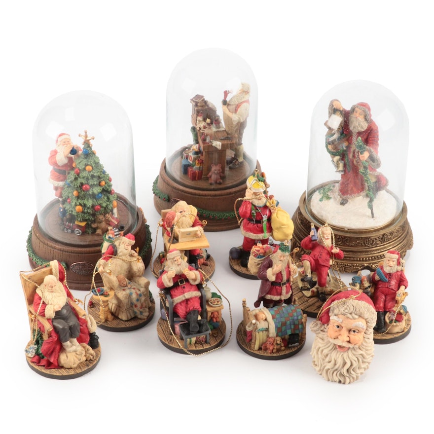 Rockwell Gallery Resin Santa Claus Ornaments, Franklin Mint Music Box, and More