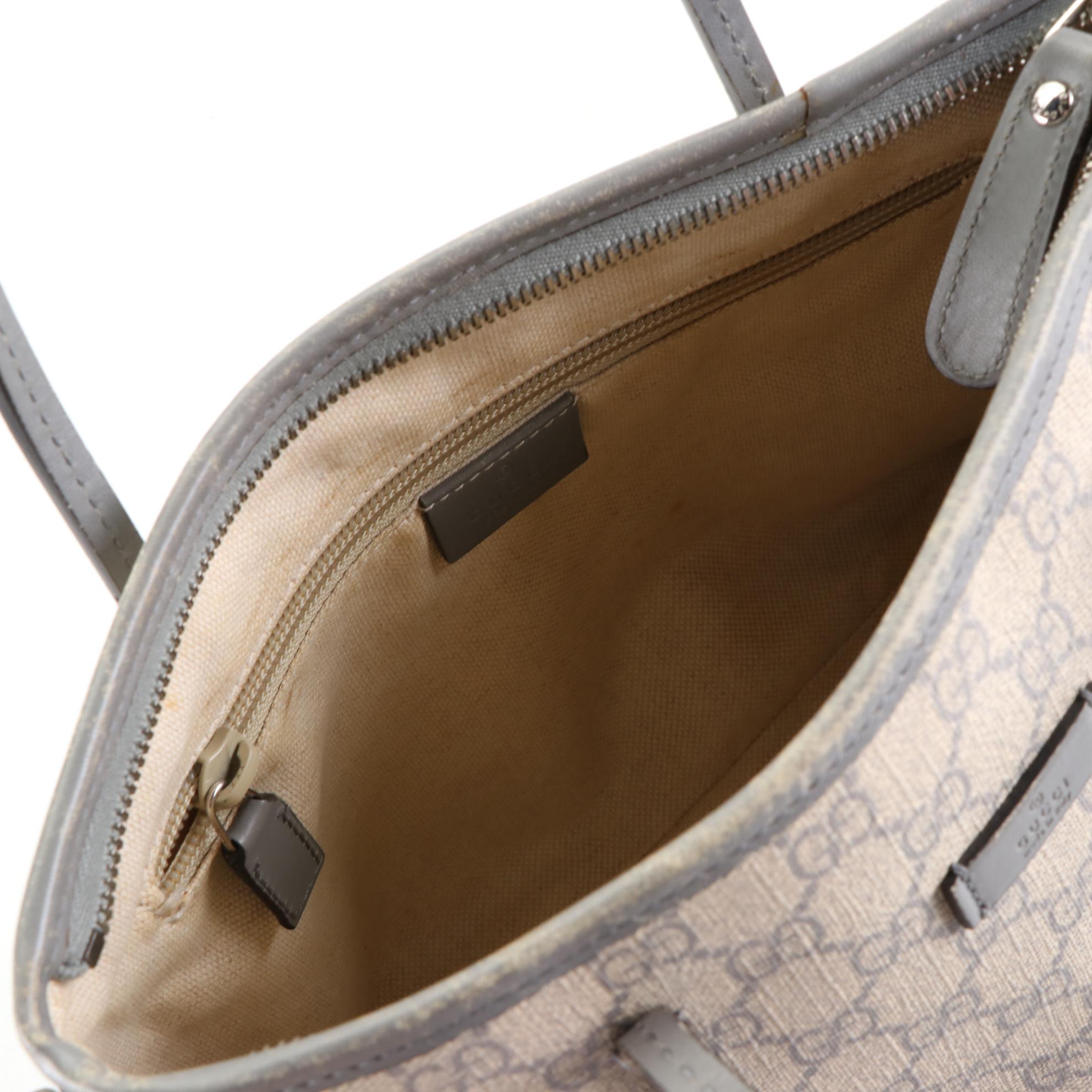 Gucci Small Tote Bag in GG Supreme Coated Canvas and Leather